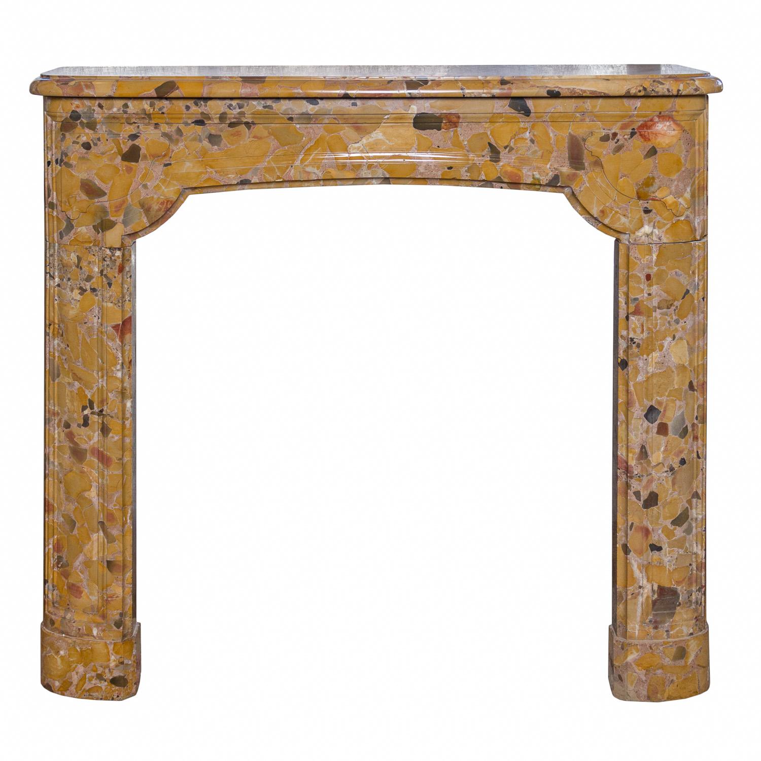 French Yellow Alep Breccia Marble Mantel For Sale