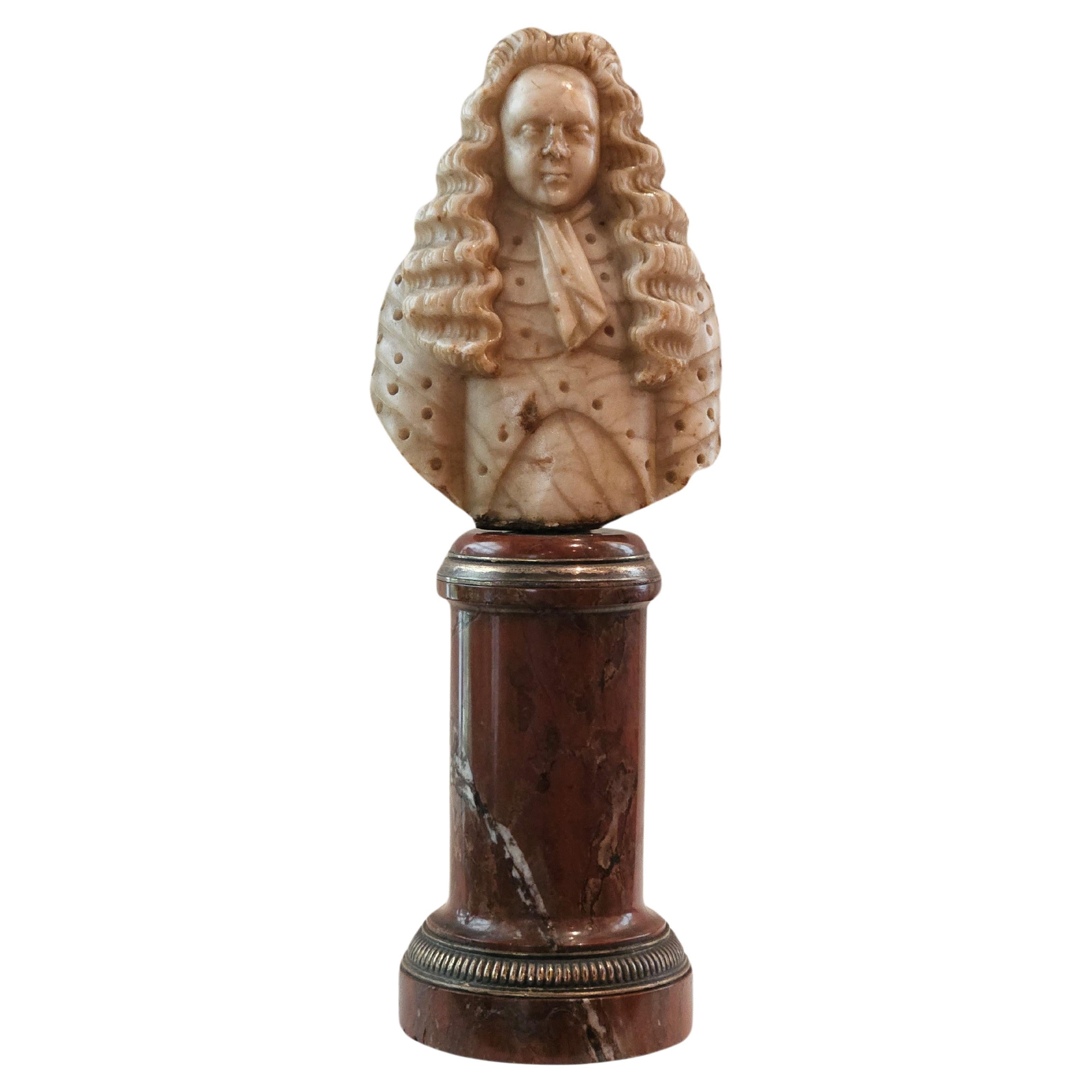 louis XIV-style bust of a man in armor For Sale