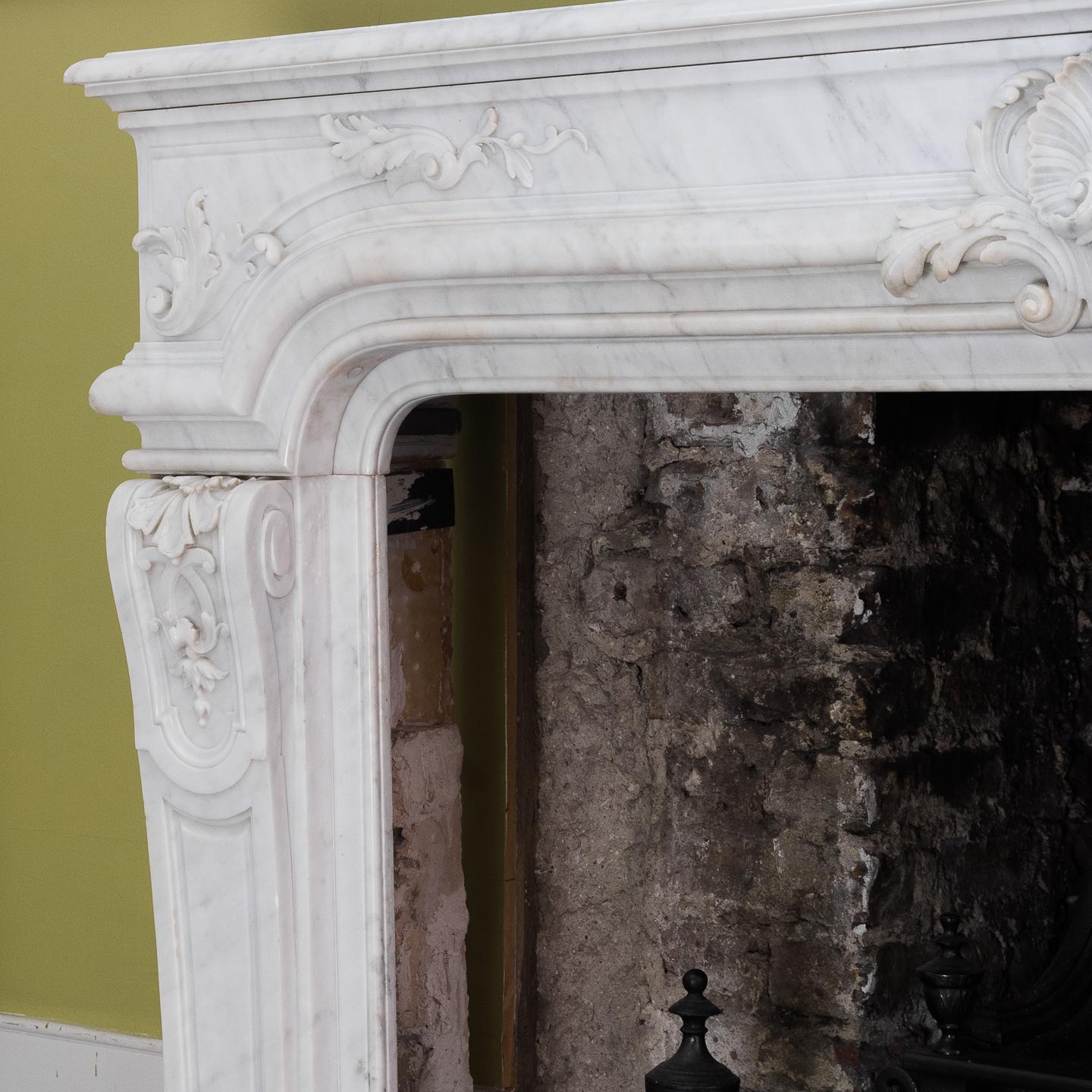 Louis XIV Style Carrara Marble Fireplace 9