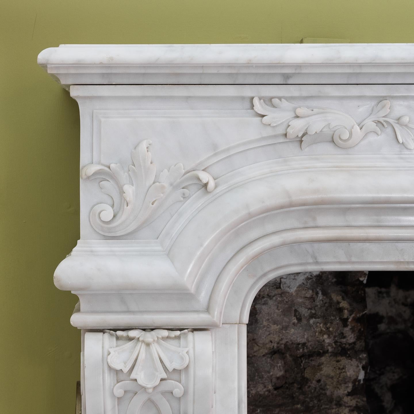 Louis XIV Style Carrara Marble Fireplace 12