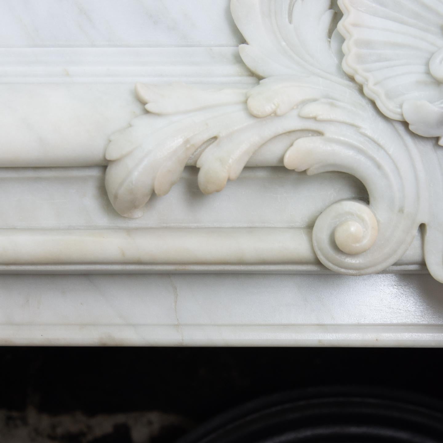 French Louis XIV Style Carrara Marble Fireplace