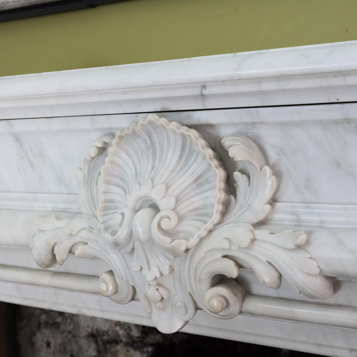 Louis XIV Style Carrara Marble Fireplace 2