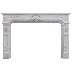 Louis XIV Style Carrara Marble Fireplace