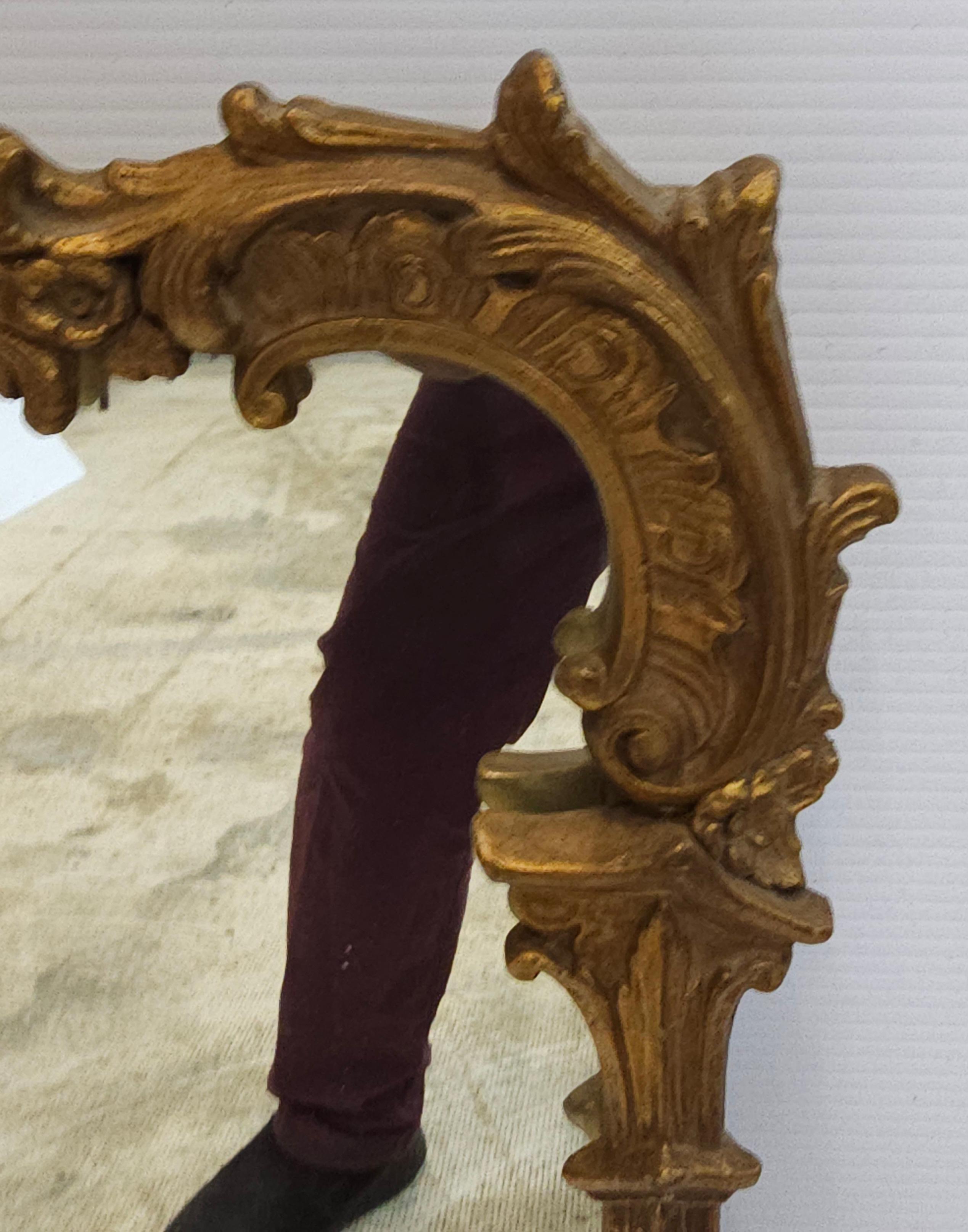 Louis XIV Style Carved Gilt Foliate Frame Wall Mirror, Circa 1920s For Sale 4