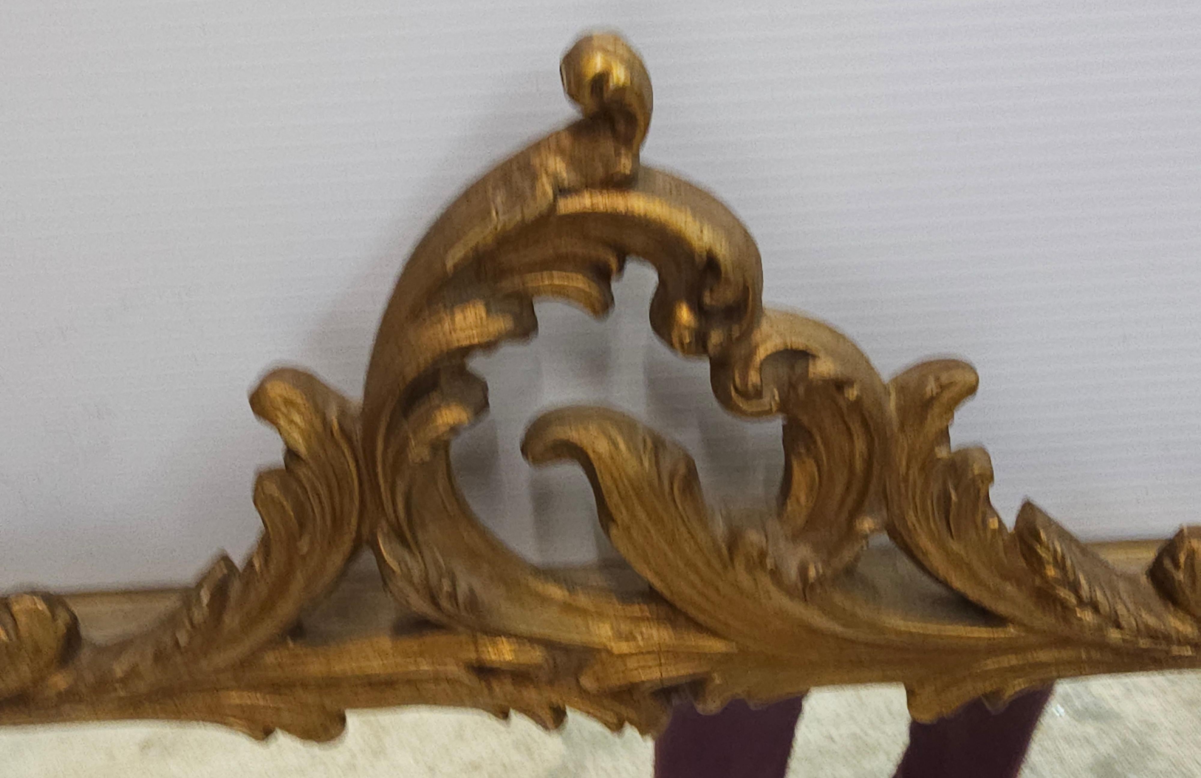 Louis XIV Style Carved Gilt Foliate Frame Wall Mirror, Circa 1920s For Sale 5