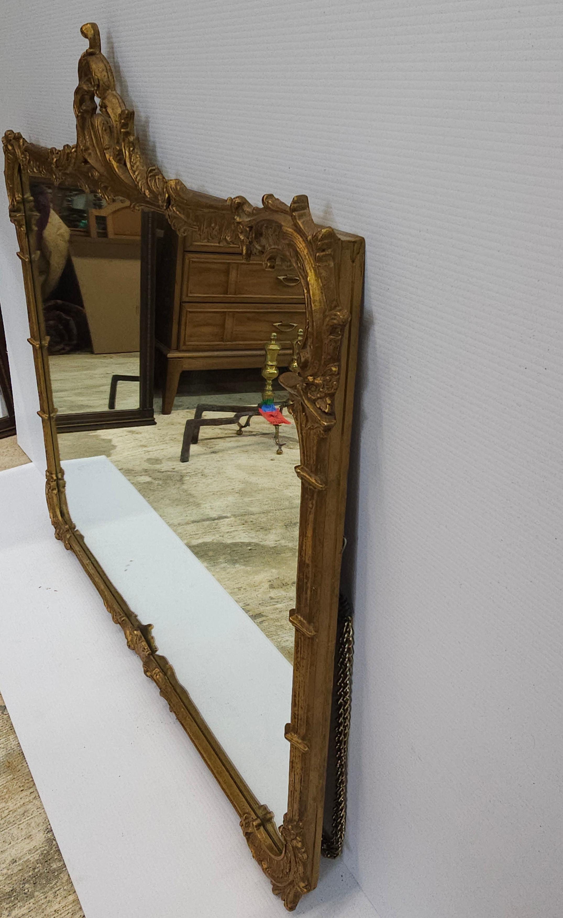 Louis XIV Style Carved Gilt Foliate Frame Wall Mirror, Circa 1920s For Sale 6
