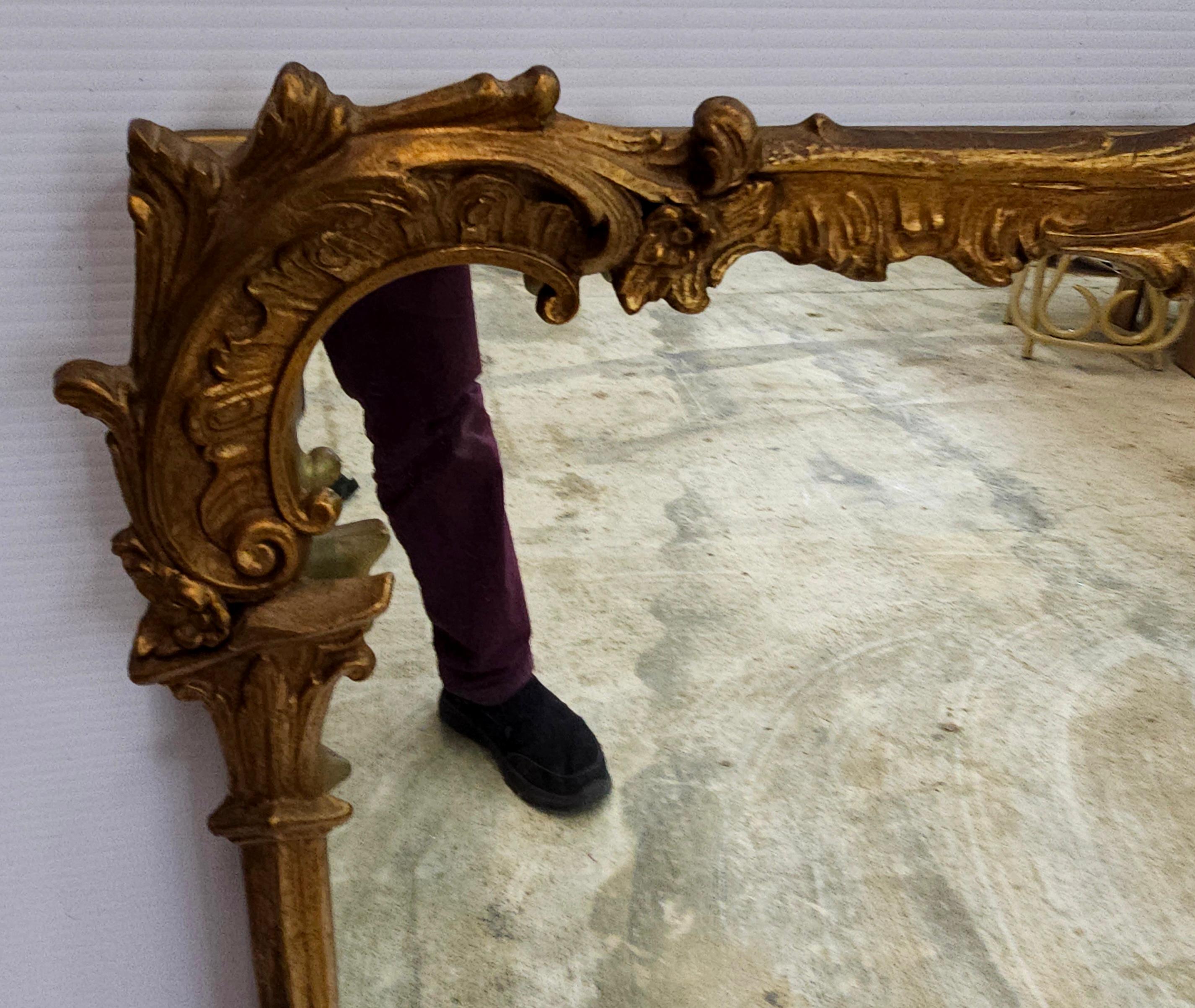 Louis XIV Style Carved Gilt Foliate Frame Wall Mirror, Circa 1920s For Sale 7