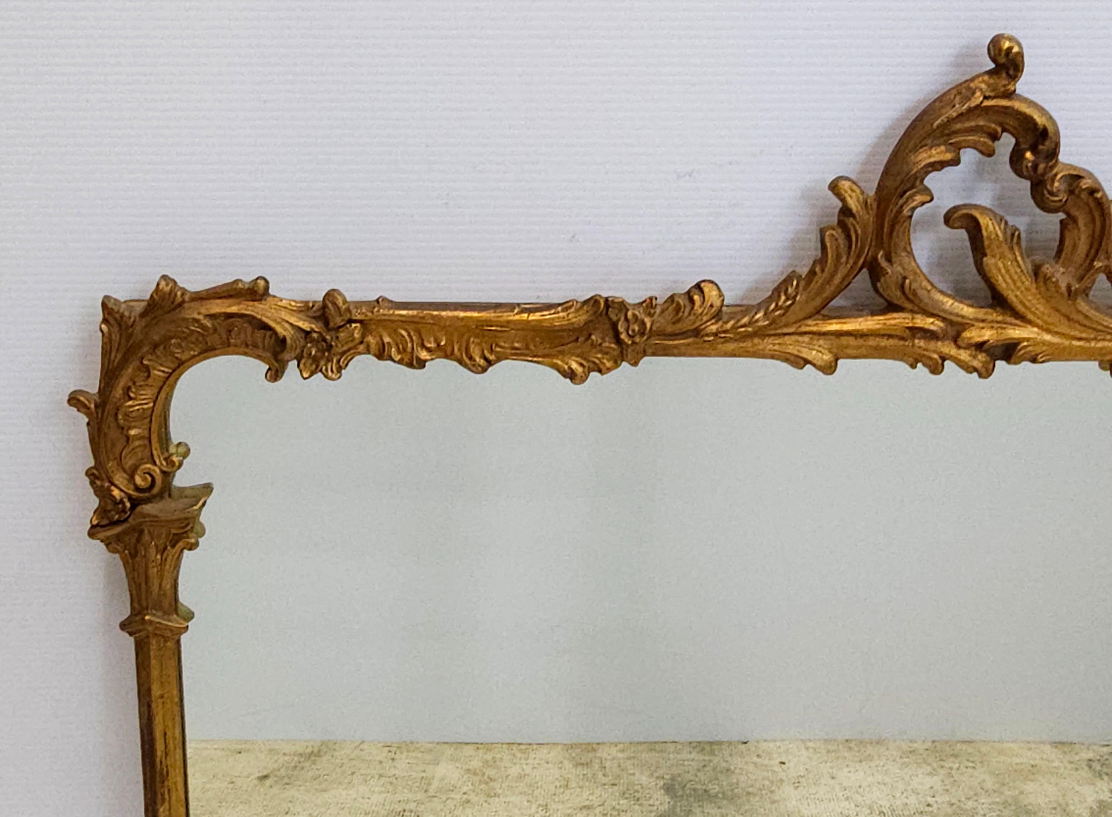 Louis XIV Style Carved Gilt Foliate Frame Wall Mirror, Circa 1920s In Good Condition For Sale In Germantown, MD