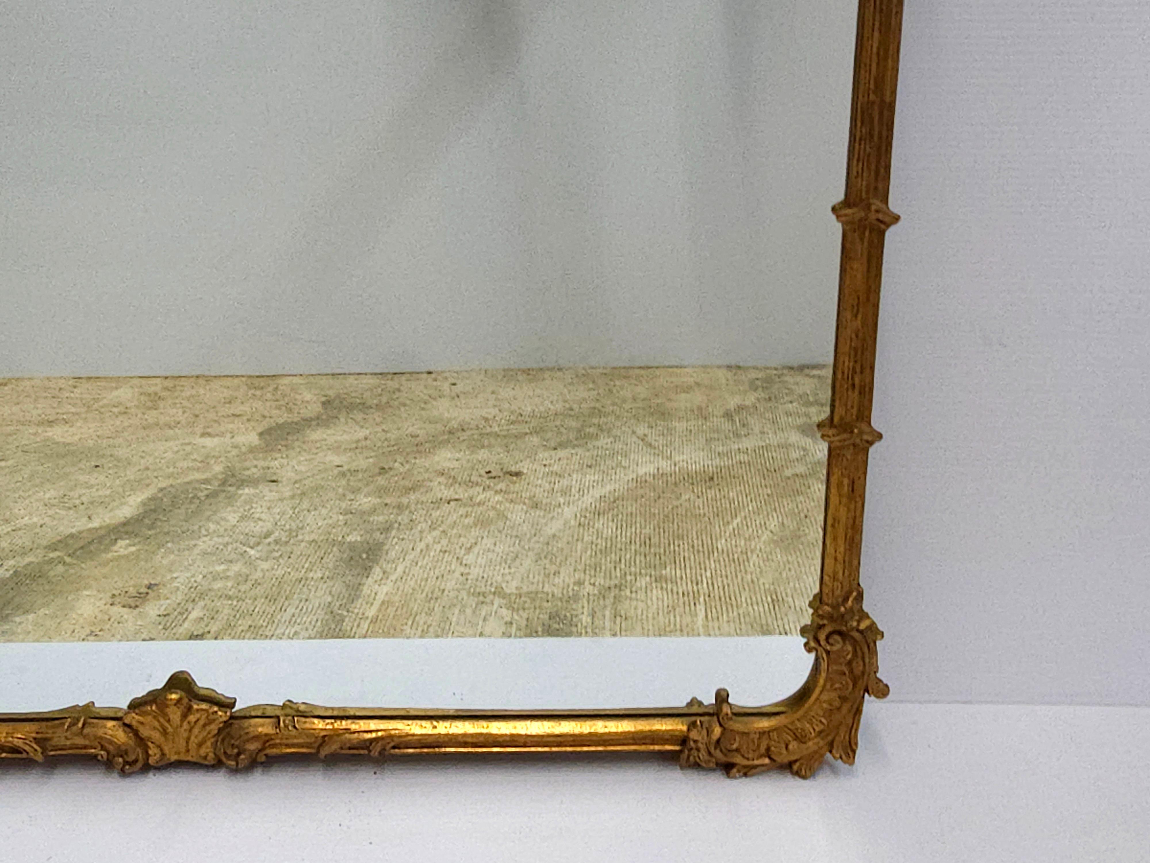 20th Century Louis XIV Style Carved Gilt Foliate Frame Wall Mirror, Circa 1920s For Sale