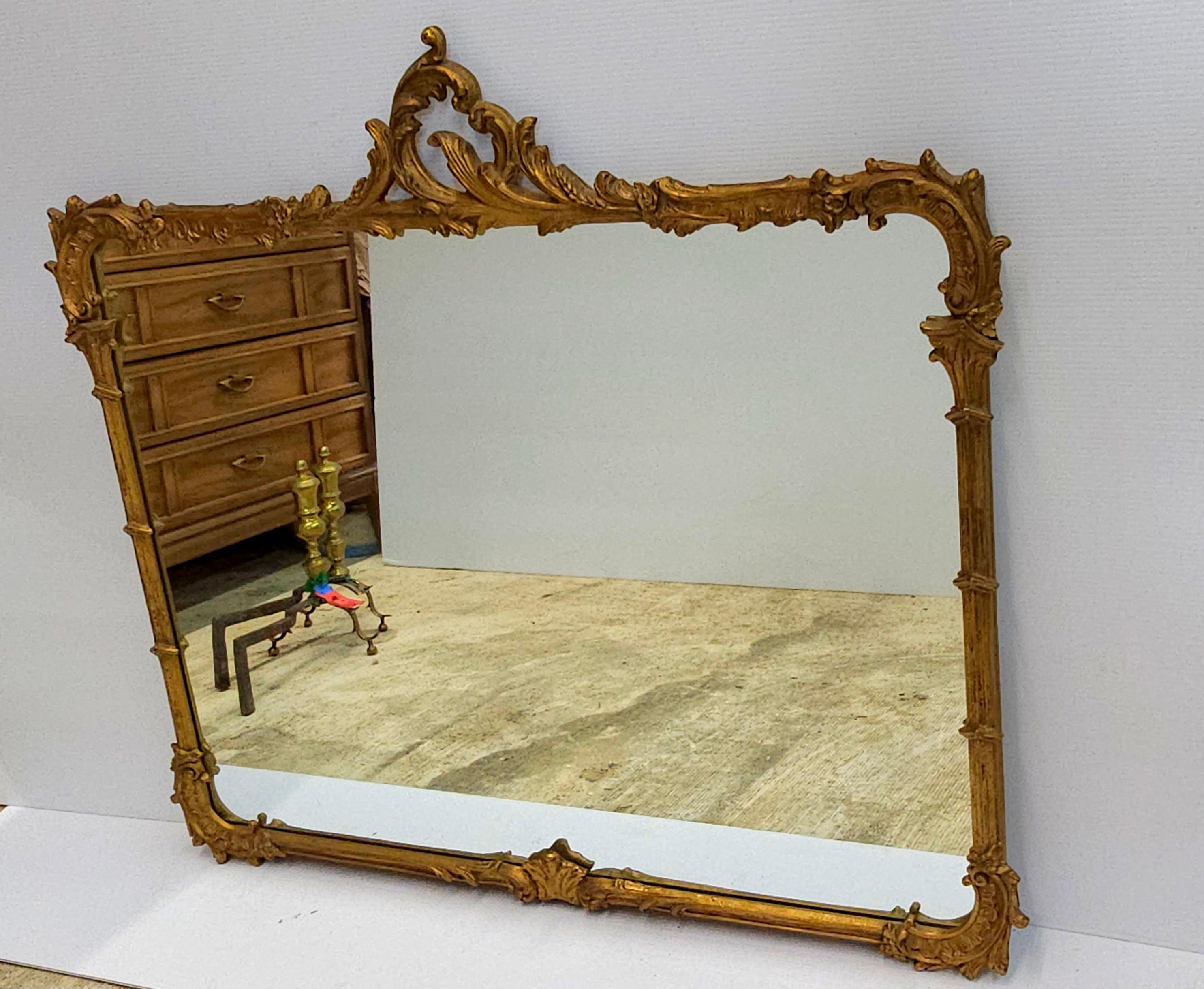 Louis XIV Style Carved Gilt Foliate Frame Wall Mirror, Circa 1920s For Sale 1