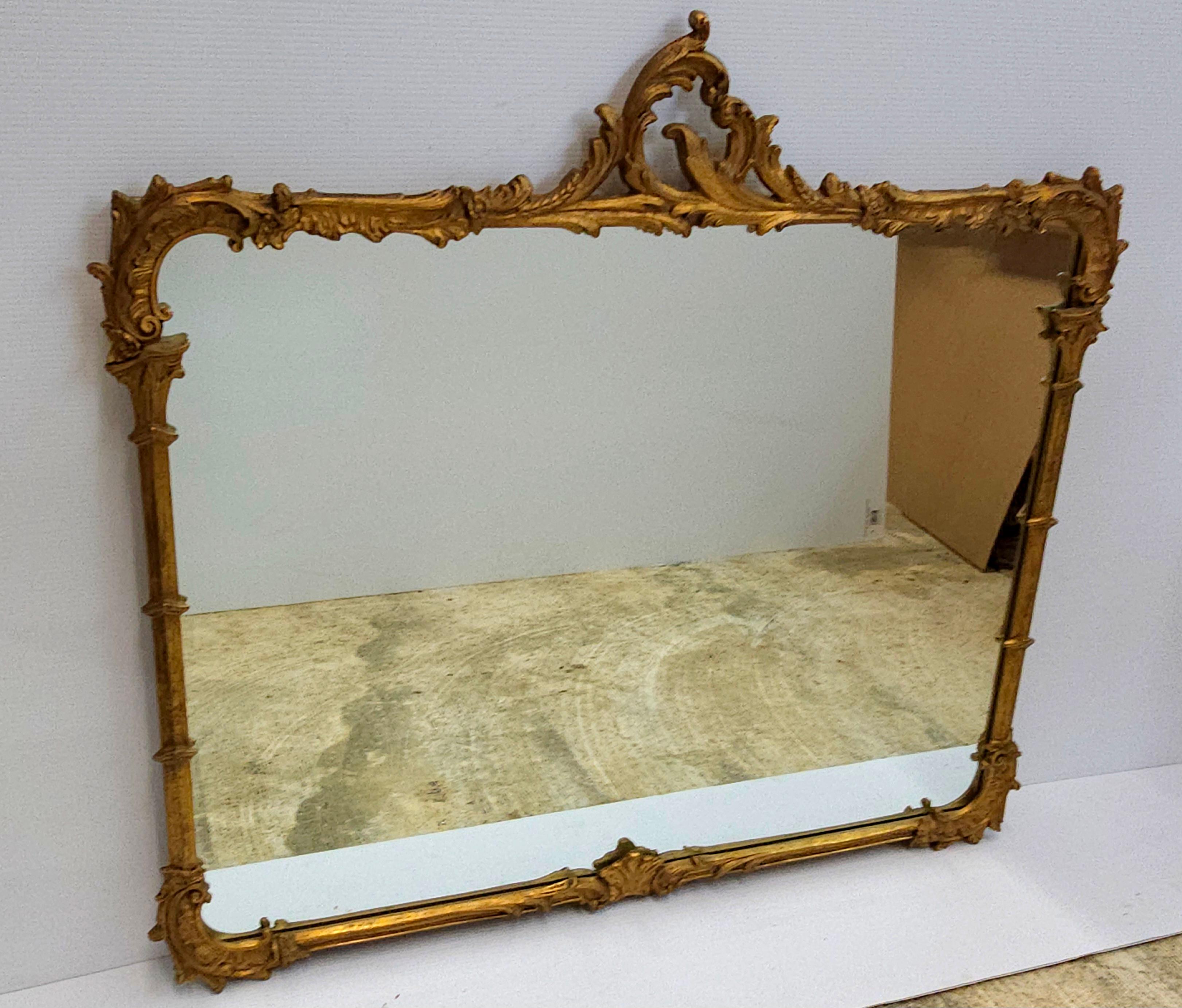 Louis XIV Style Carved Gilt Foliate Frame Wall Mirror, Circa 1920s For Sale 2