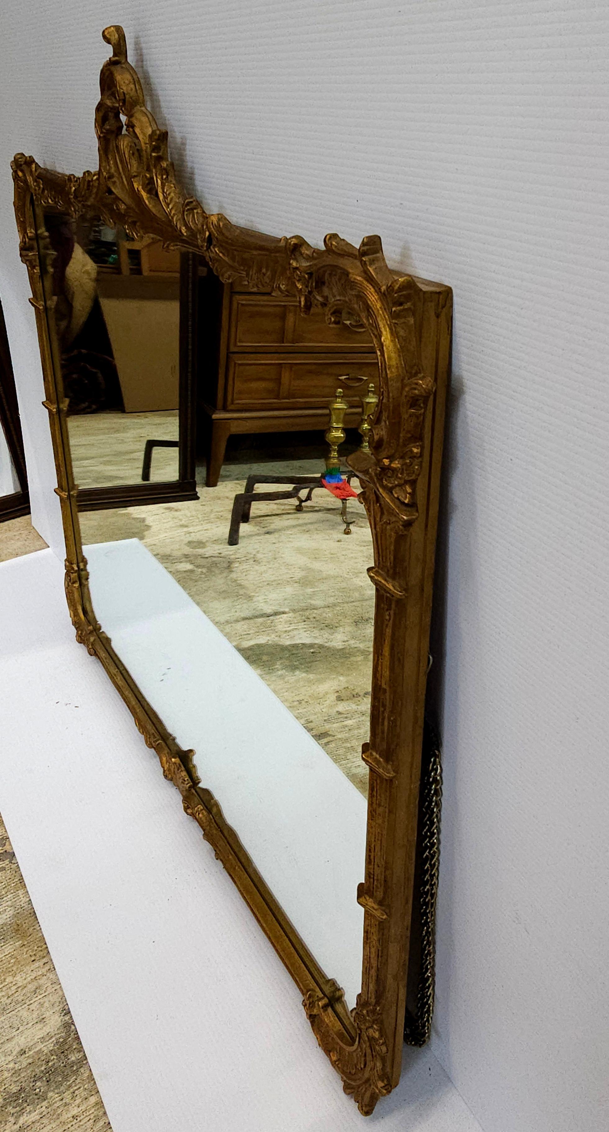 Louis XIV Style Carved Gilt Foliate Frame Wall Mirror, Circa 1920s For Sale 3