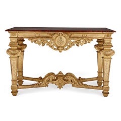 Louis XIV style carved giltwood rectangular console table