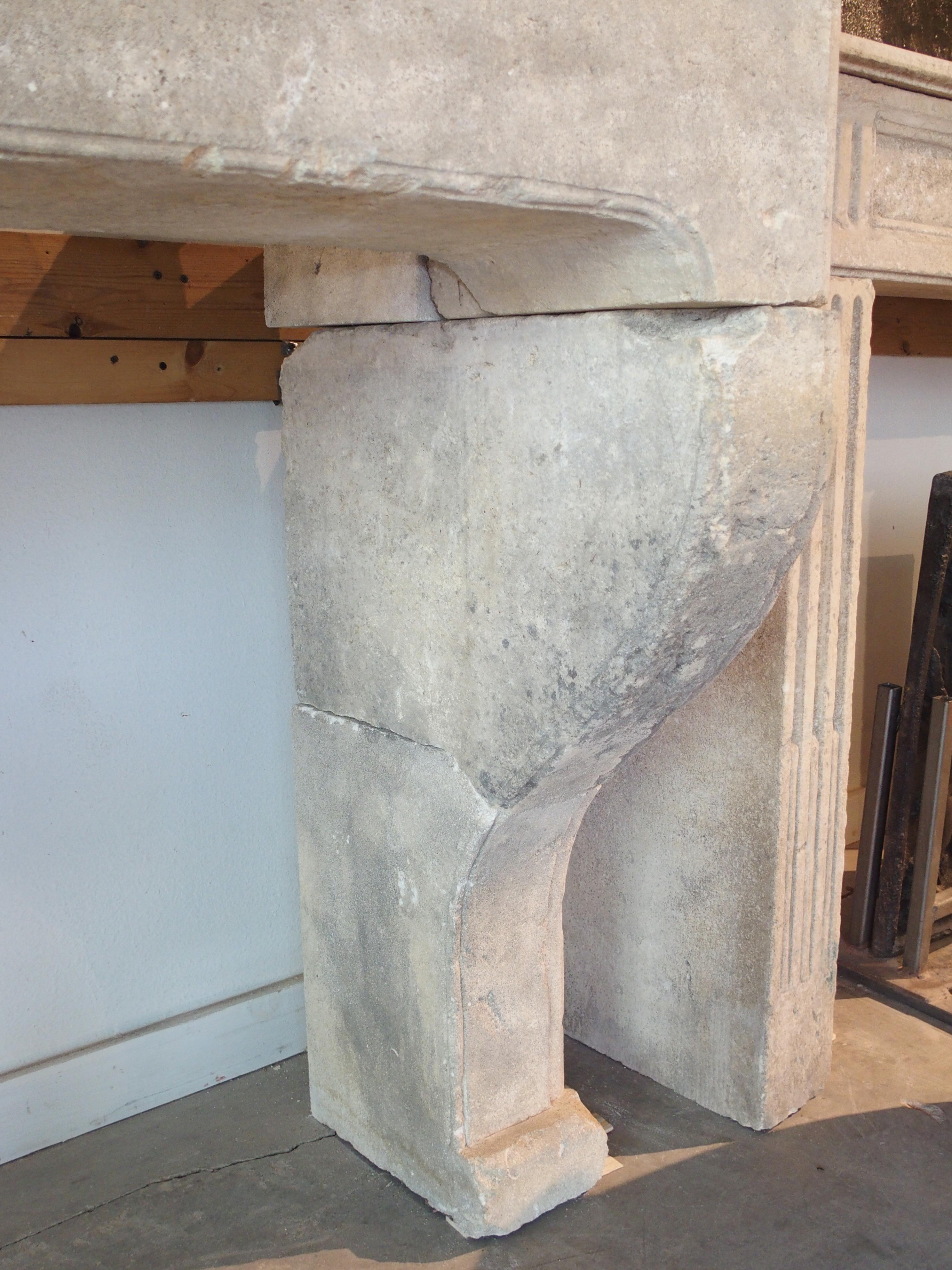 Louis XIV Style Carved Limestone Fireplace Mantel from the South of France For Sale 3