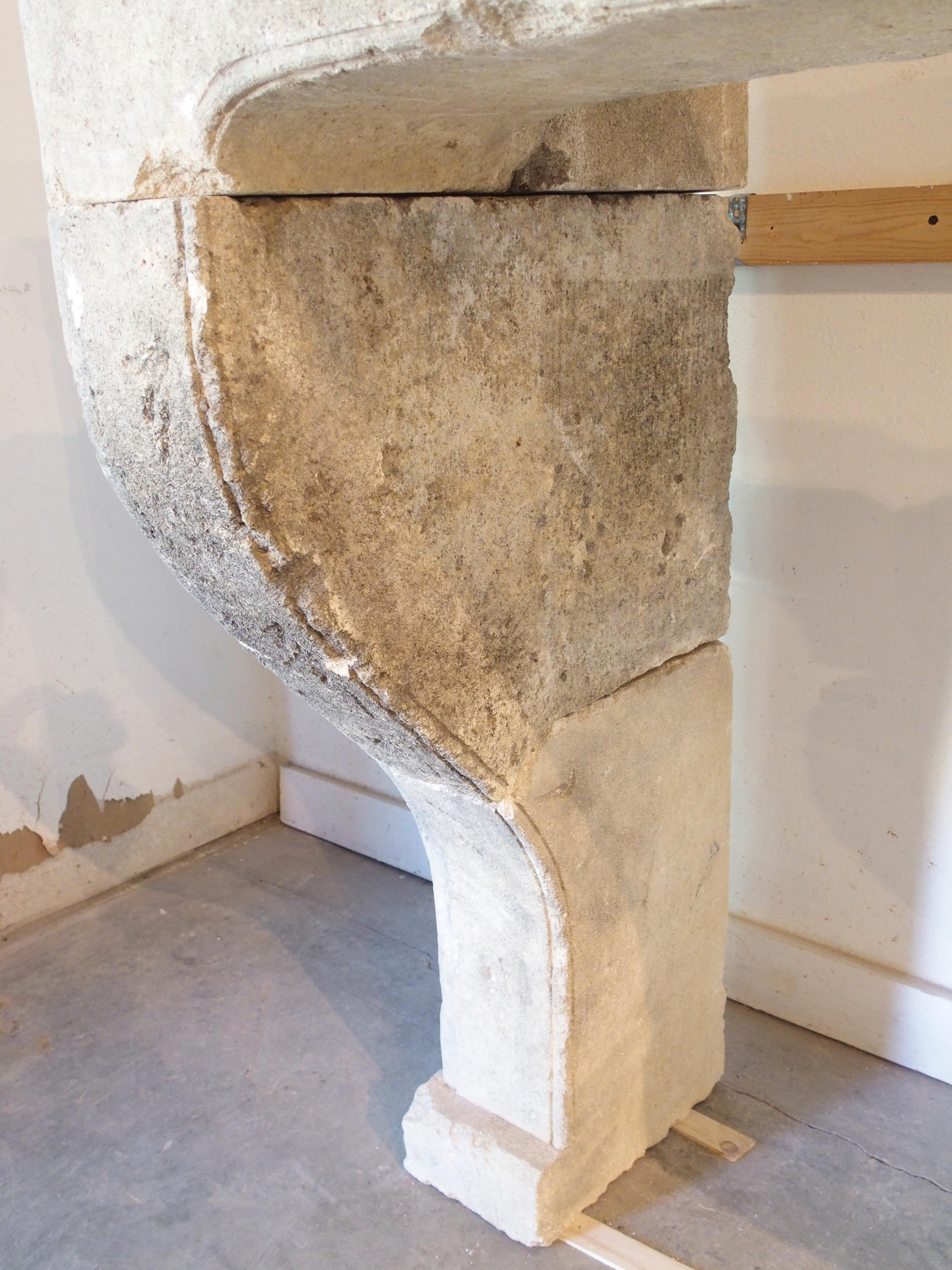 Louis XIV Style Carved Limestone Fireplace Mantel from the South of France For Sale 5