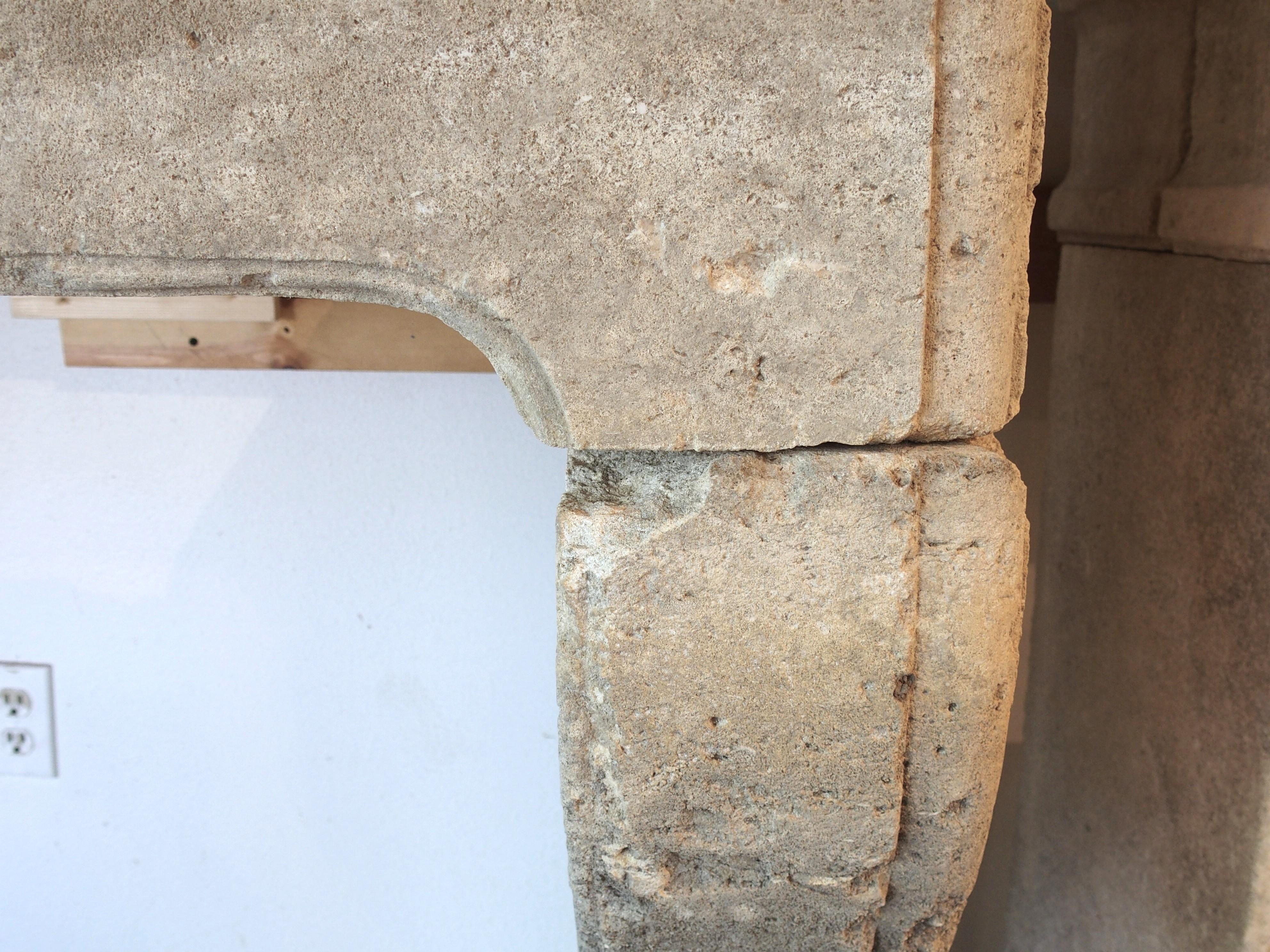 Louis XIV Style Carved Limestone Fireplace Mantel from the South of France For Sale 6