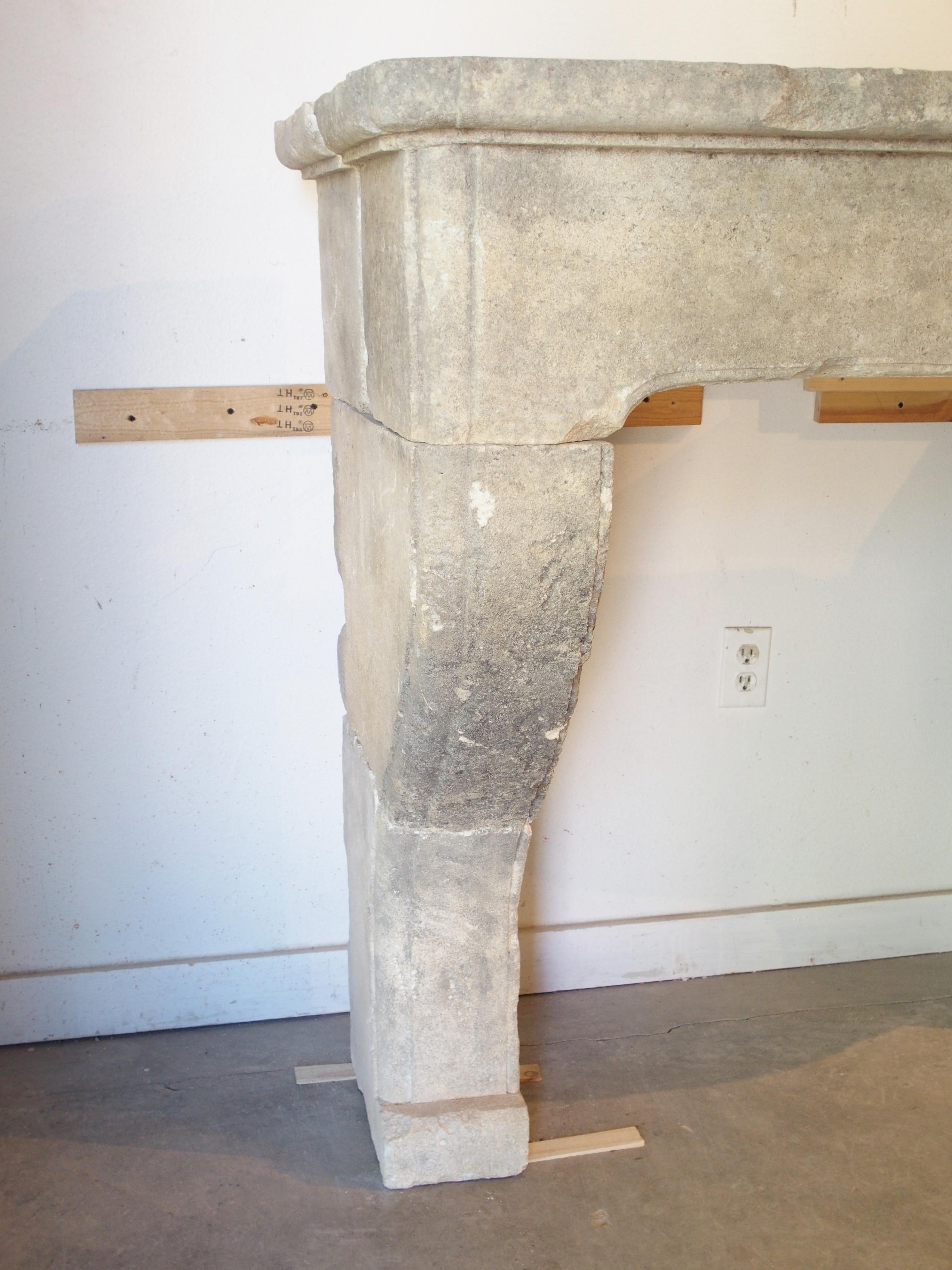 Louis XIV Style Carved Limestone Fireplace Mantel from the South of France For Sale 7
