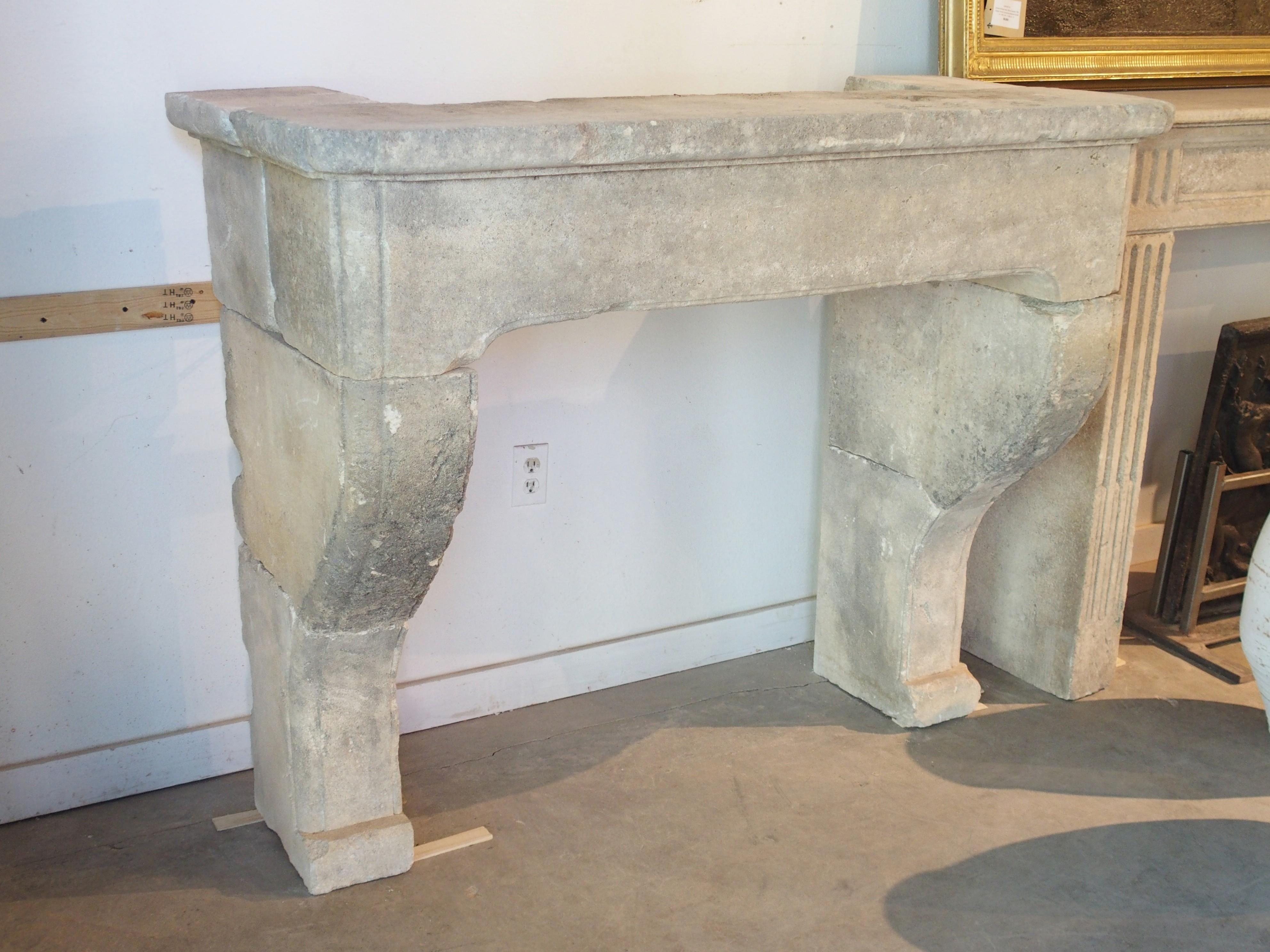 Louis XIV Style Carved Limestone Fireplace Mantel from the South of France For Sale 8