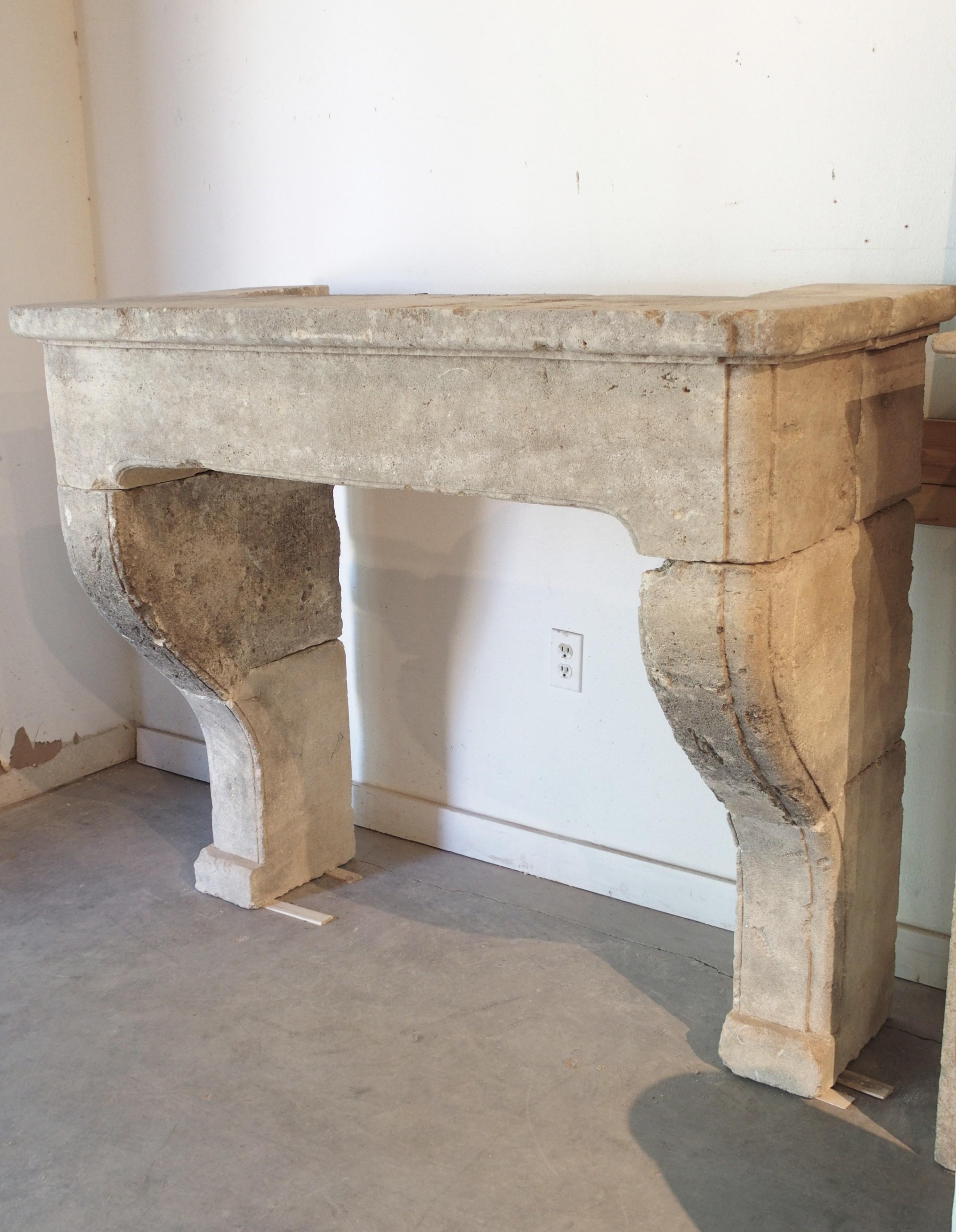 Hand-Carved Louis XIV Style Carved Limestone Fireplace Mantel from the South of France For Sale