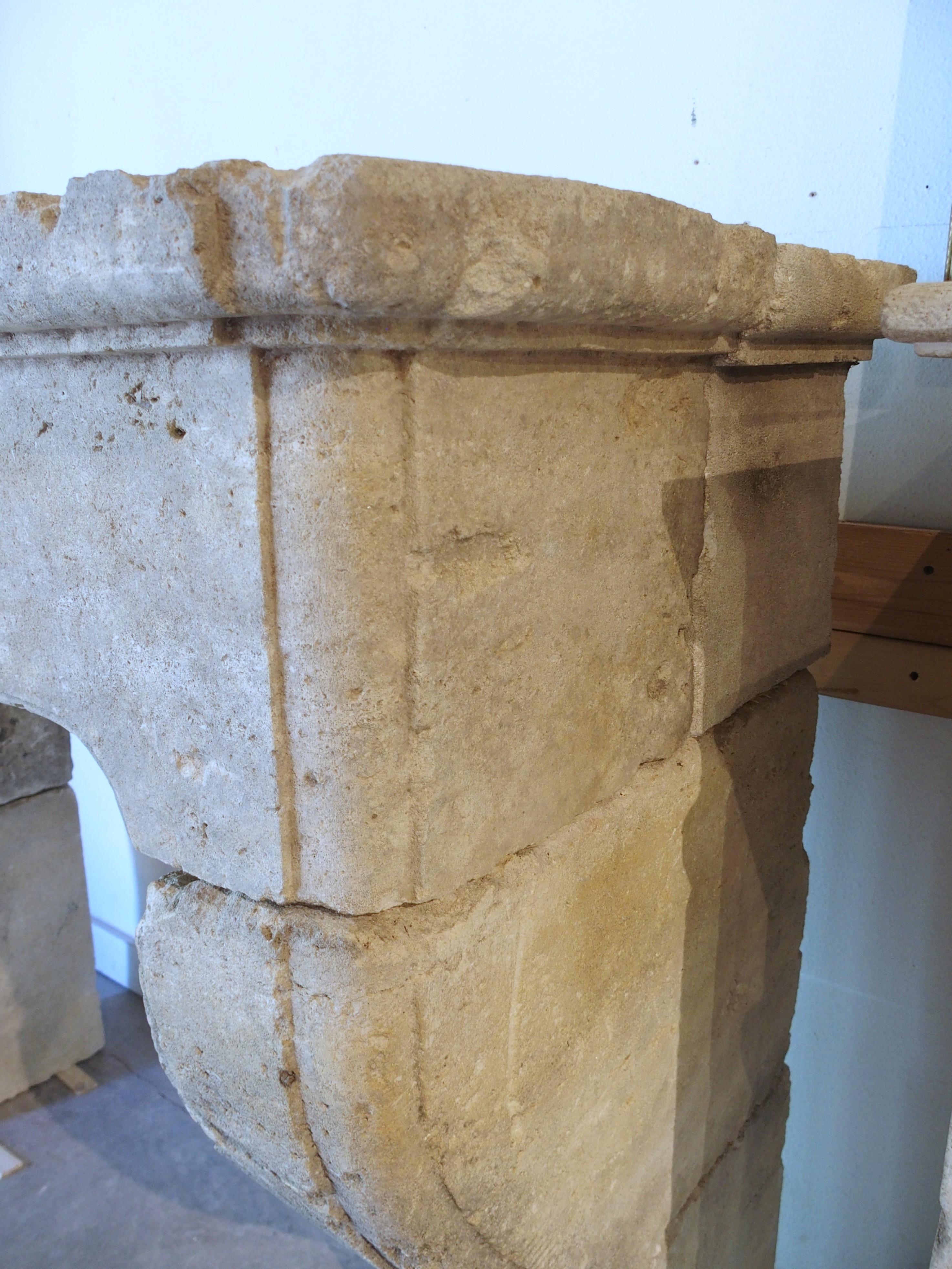 Contemporary Louis XIV Style Carved Limestone Fireplace Mantel from the South of France For Sale