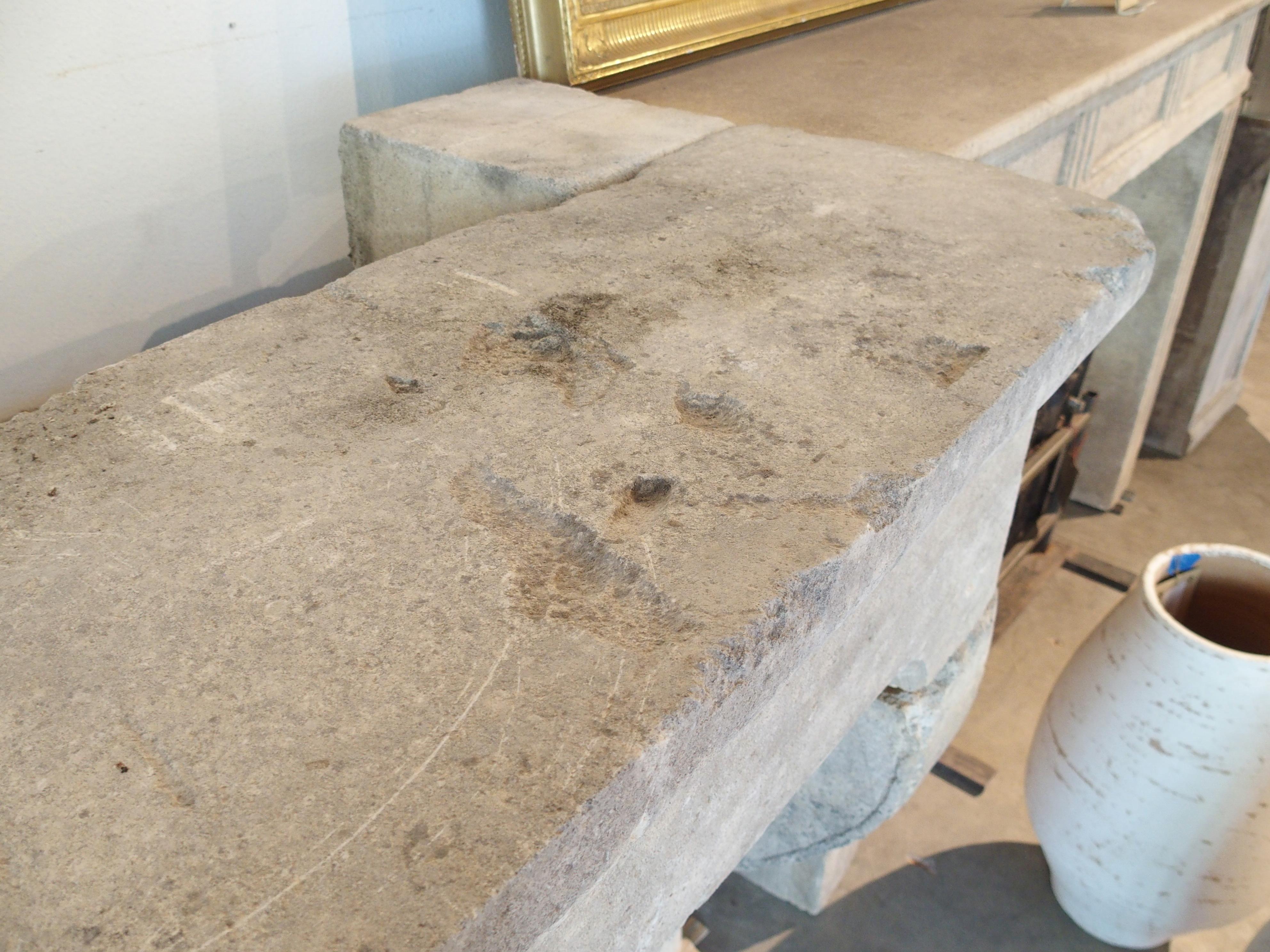 Louis XIV Style Carved Limestone Fireplace Mantel from the South of France For Sale 1