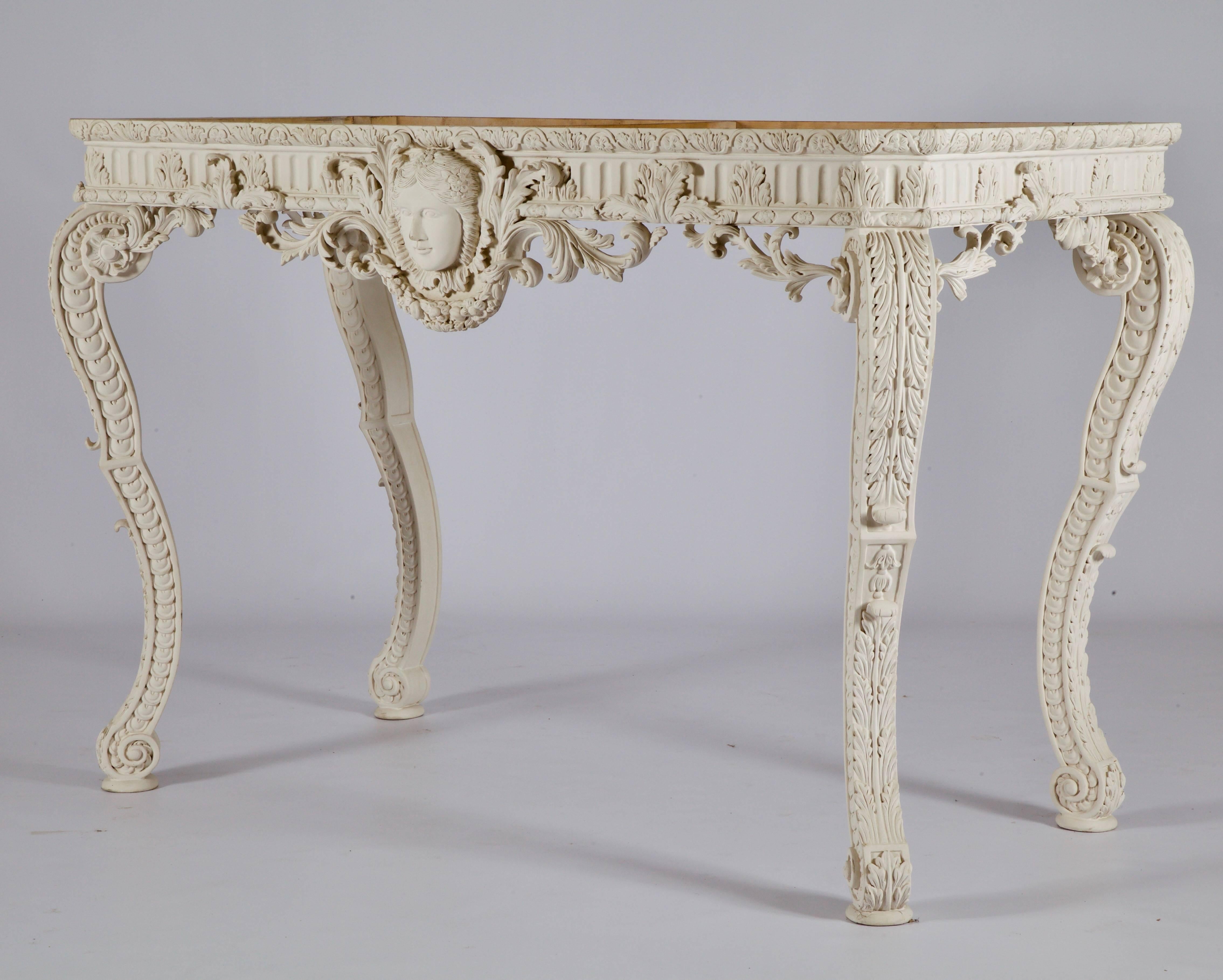 British Louis XIV Style Carved Wood Console