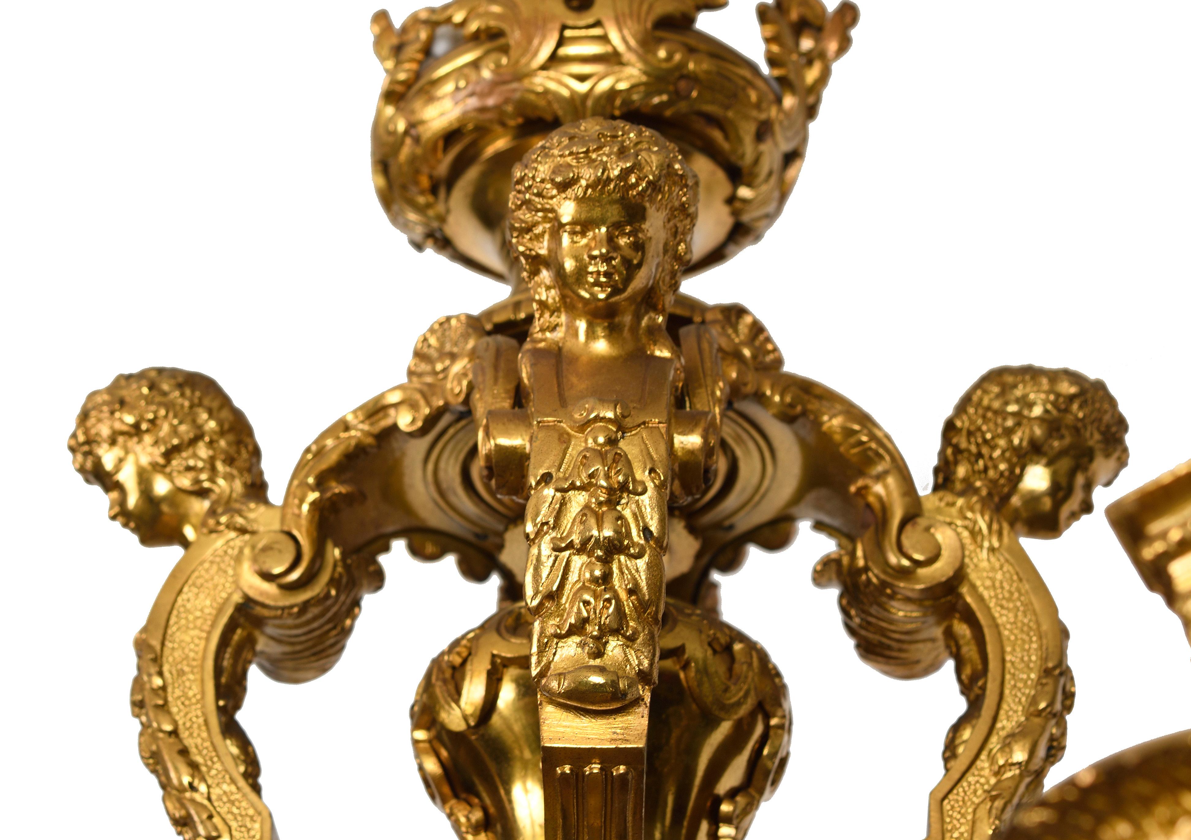High end quality  chandelier in bronze ormolu  louis XIV style 
finely executed this model is very unsual 