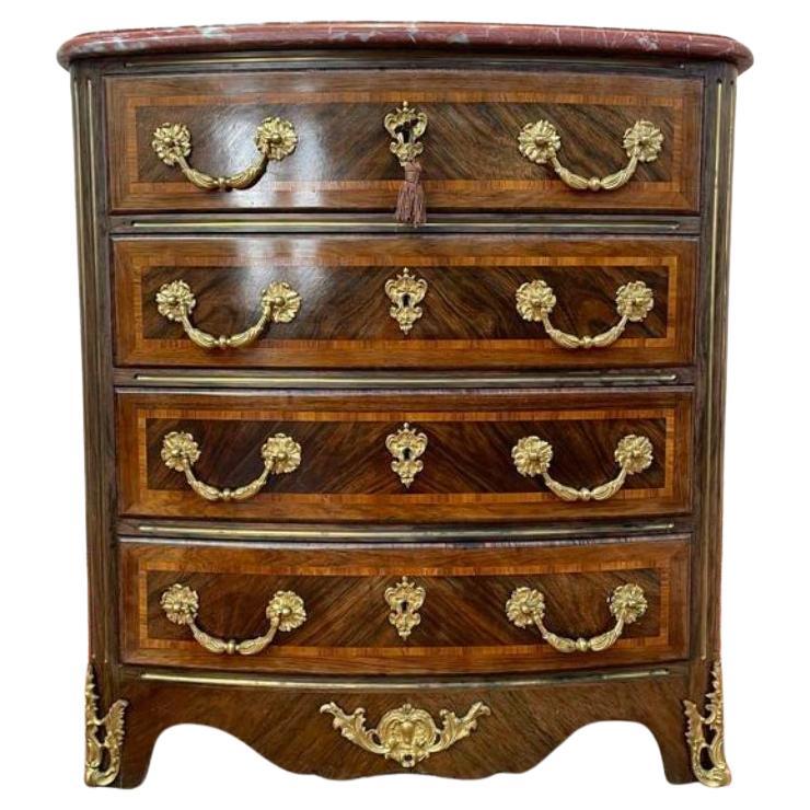Louis XIV Style Chest of Drawers "Gillodes" in Rosewood and Oak Frame, 20th C.