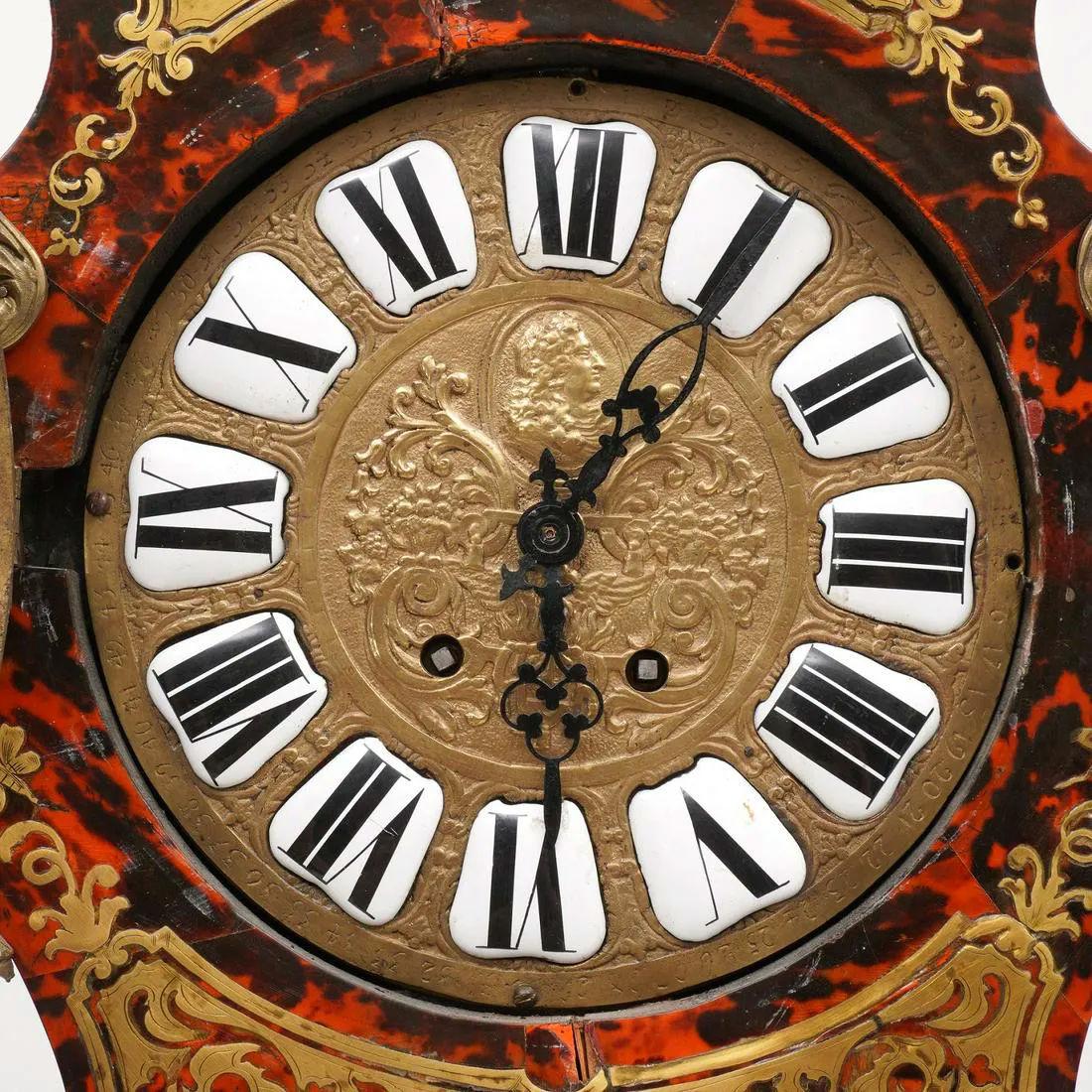 French Louis XIV Style Chinoiserie Motif Boulle Long Case Clock