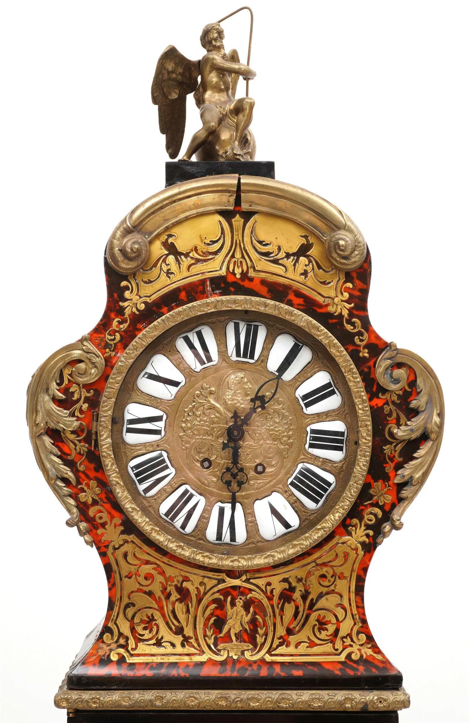 Louis XIV Style Chinoiserie Motif Boulle Long Case Clock In Good Condition In New York, NY