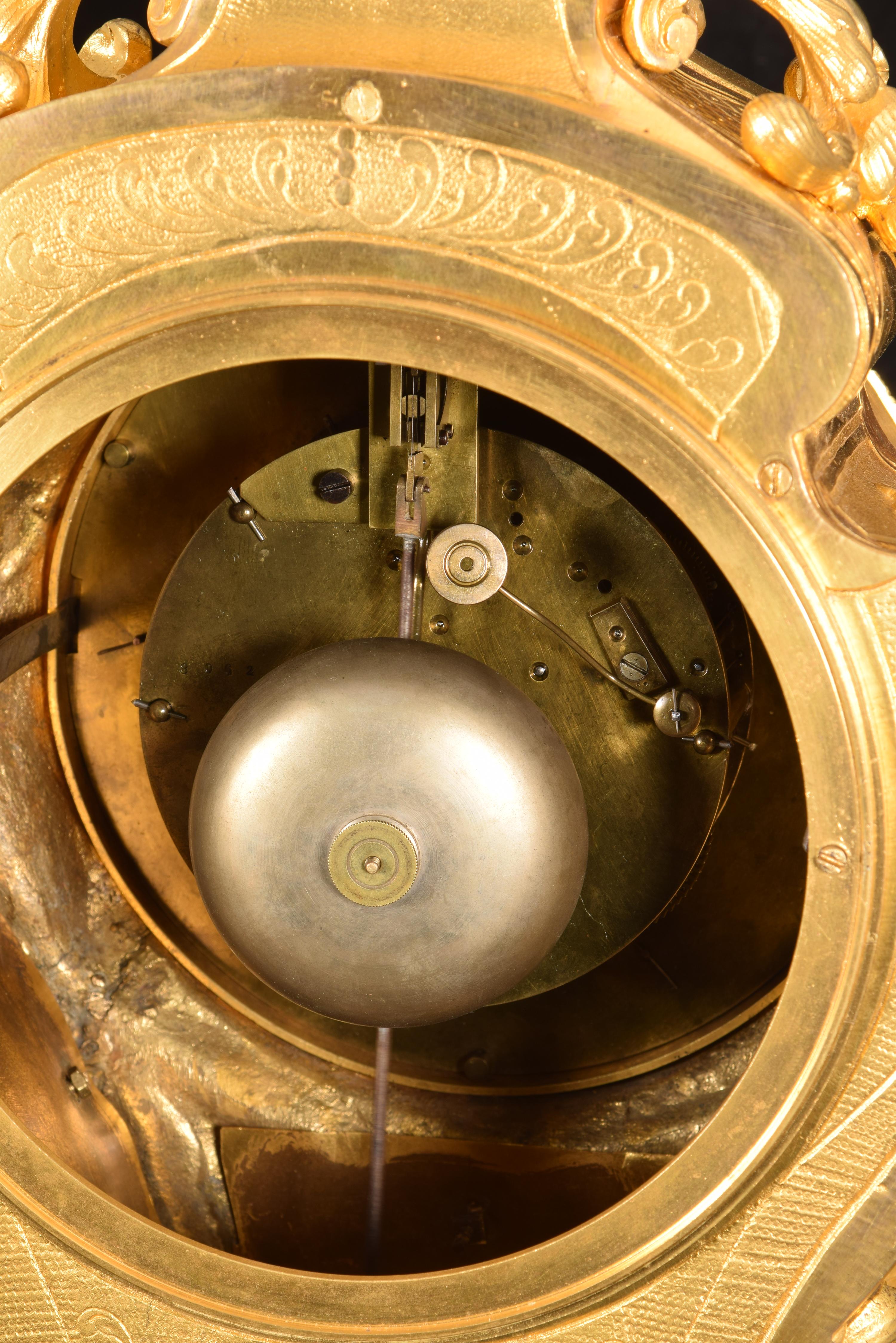 Bronze Louis XIV Style Clock with Paris Machinery, Ormolu, F. Gautier & J. Albinet