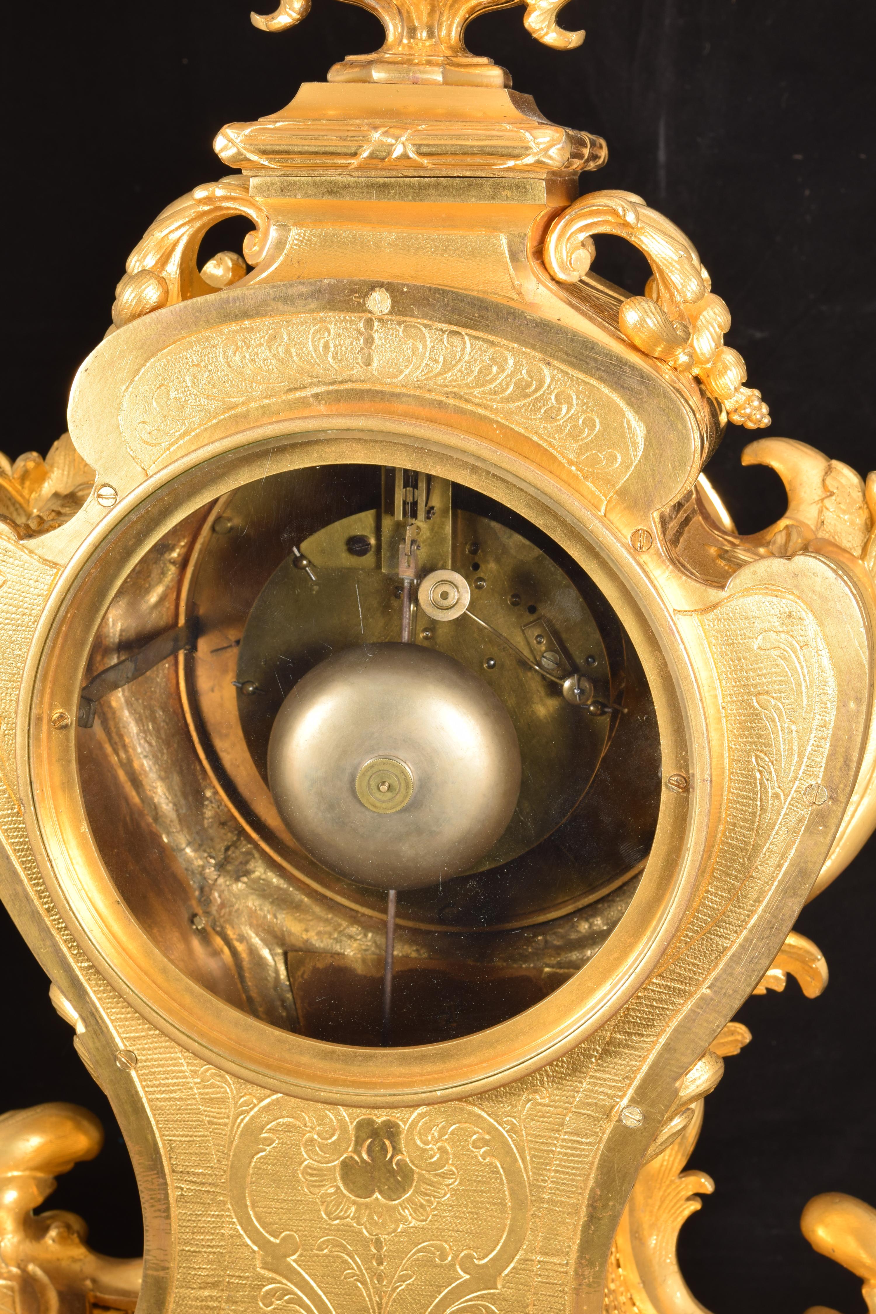 Louis XIV Style Clock with Paris Machinery, Ormolu, F. Gautier & J. Albinet 1