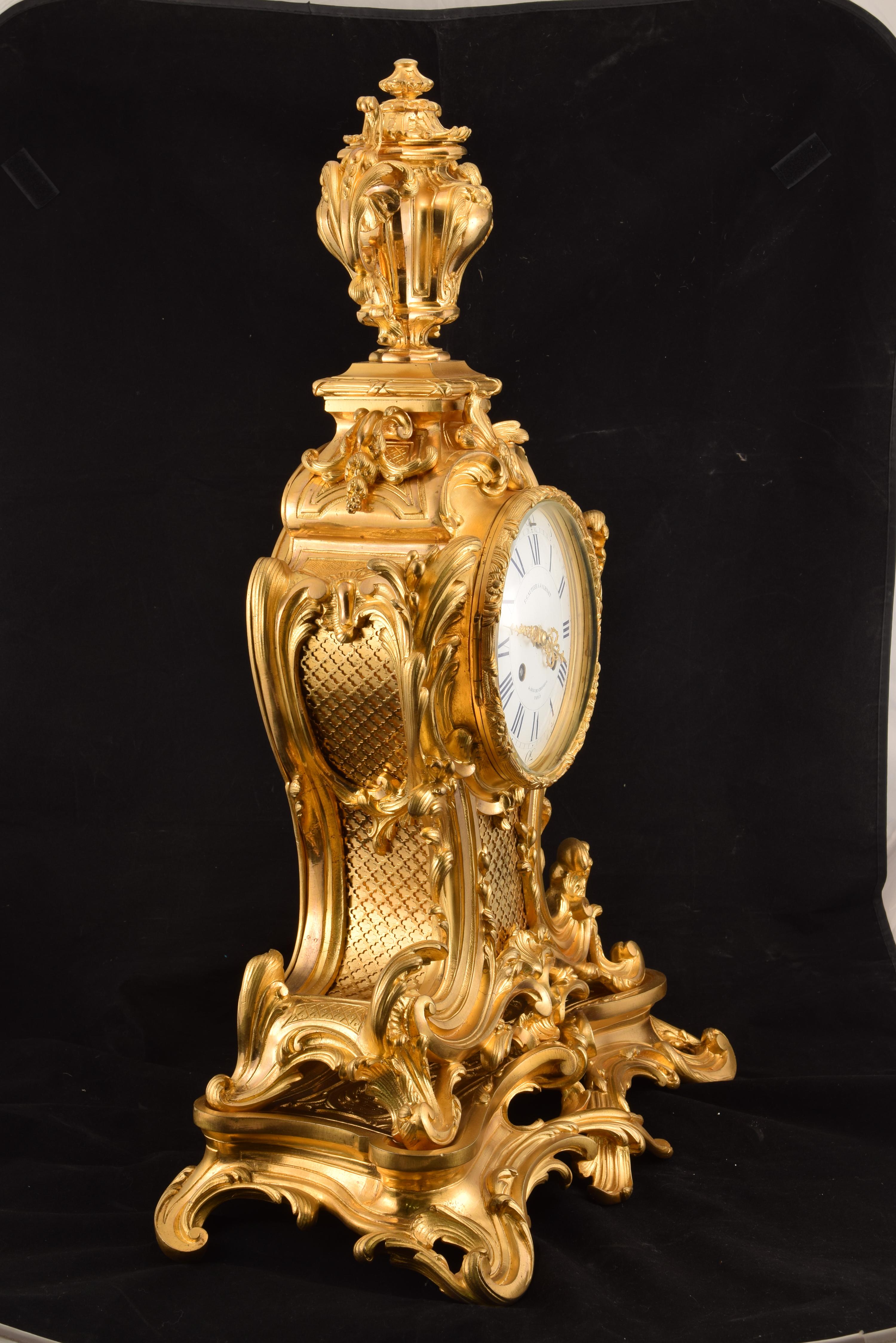 Louis XIV Style Clock with Paris Machinery, Ormolu, F. Gautier & J. Albinet In Good Condition In Madrid, ES