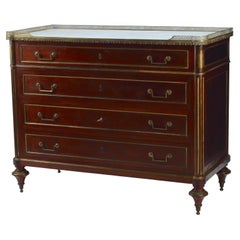 Louis XIV Style Commode with Brass Gallery, Early 19th Century French