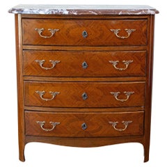 Louis XIV Style Commode with Rosewood Marquetry Décor and Red Griotte Marble