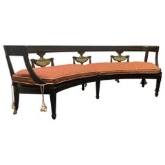 Vintage Louis XIV Style Curved Bench