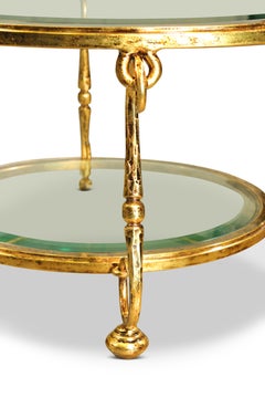 Louis XIV Style Designer Venetian Gilt, Iron, Crystal Scroll Round Coffee Table