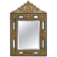 Louis XIV Style Ebonised and Gilt-Bronze Mounted Mirror, circa 1860 Louis XIV Style Ebonised and Gilt-Bronze Mounted Mirror, circa 1860