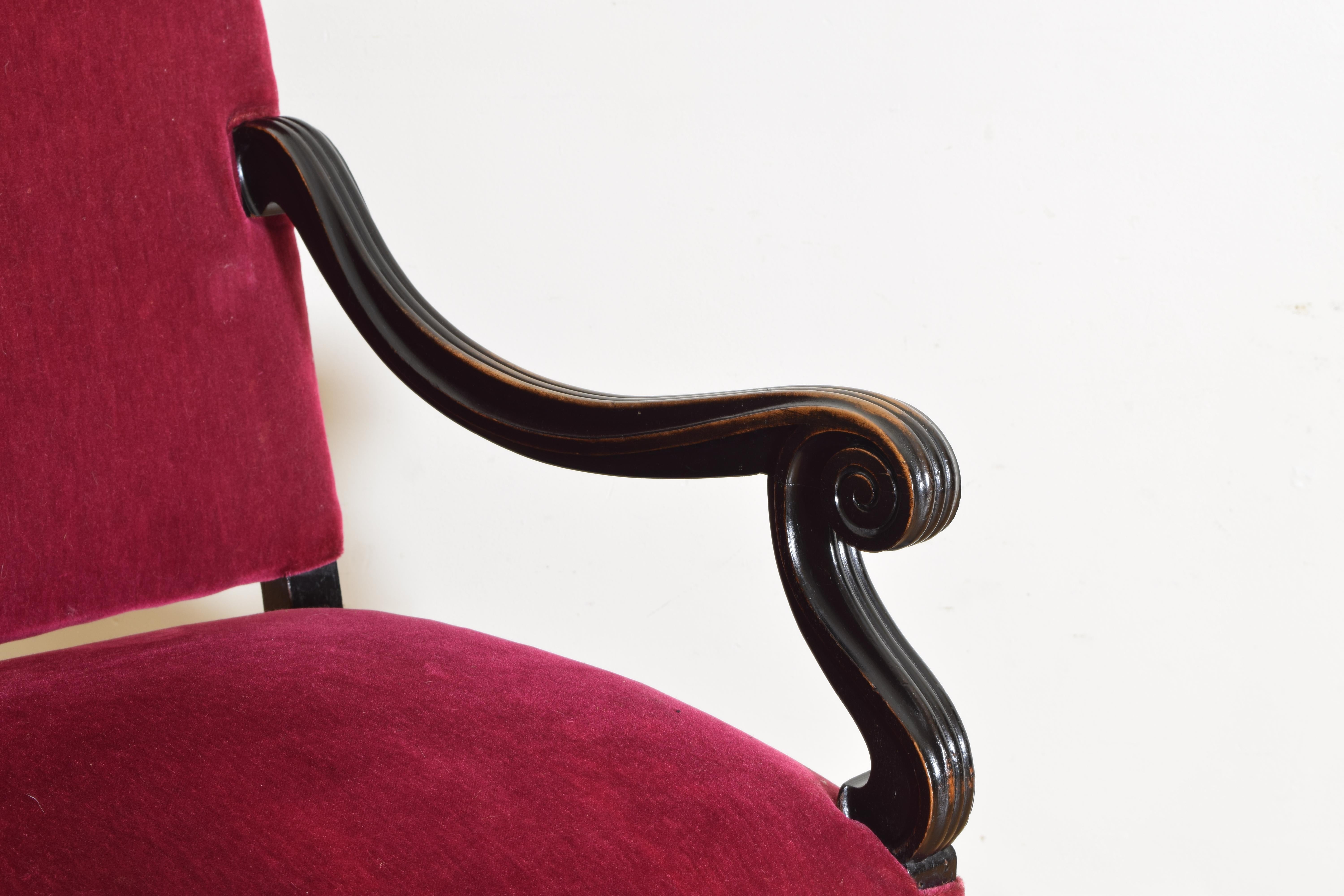 French Louis XIV Style Ebonized Walnut Armchairs, Late 19th Century 3