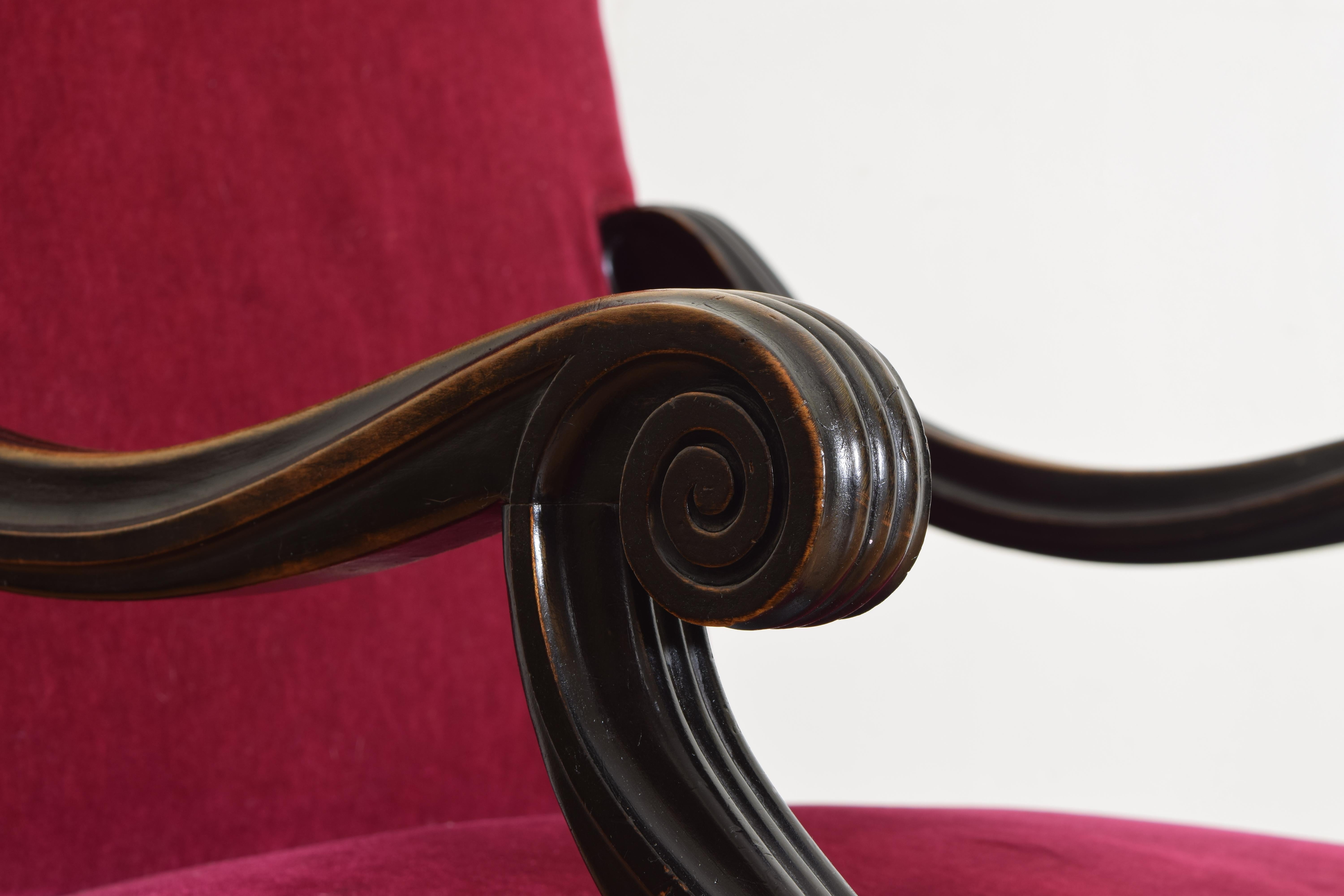 French Louis XIV Style Ebonized Walnut Armchairs, Late 19th Century 4