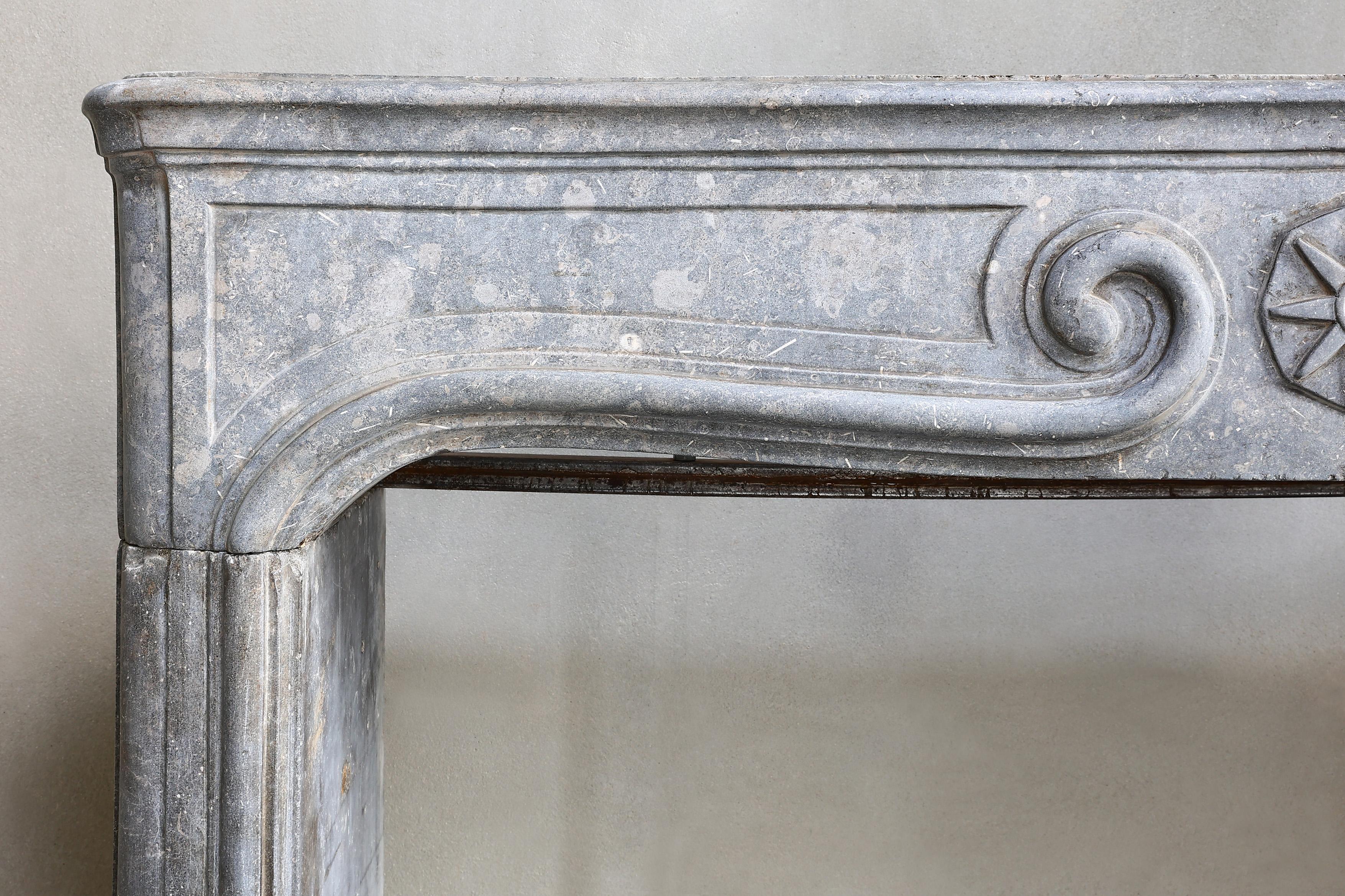 Other Louis XIV Style Fireplace from the 19th Century of Grey Marble Stone