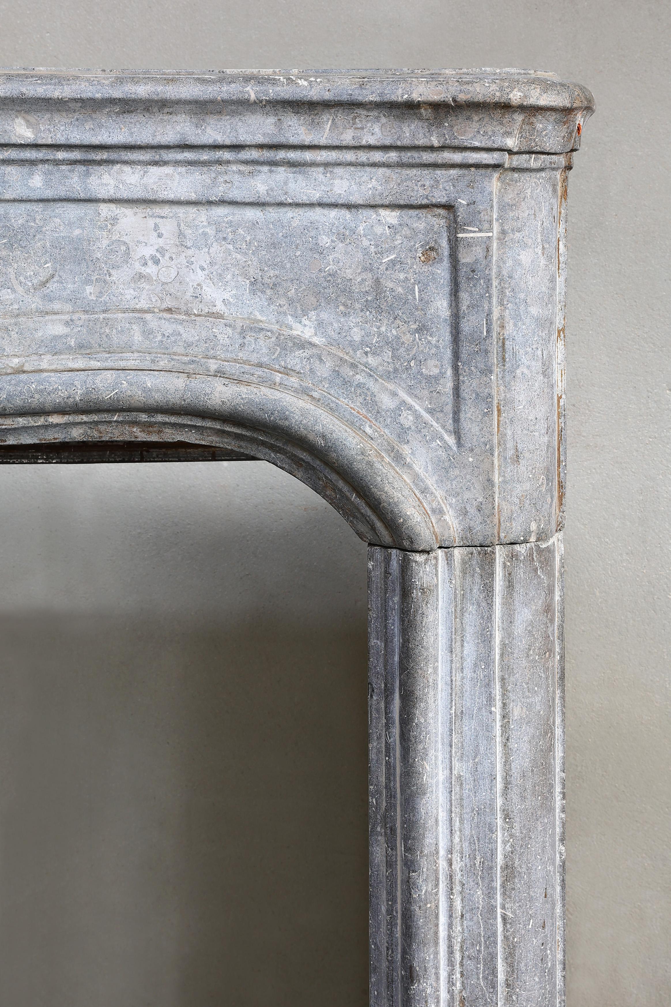 Louis XIV Style Fireplace from the 19th Century of Grey Marble Stone 2