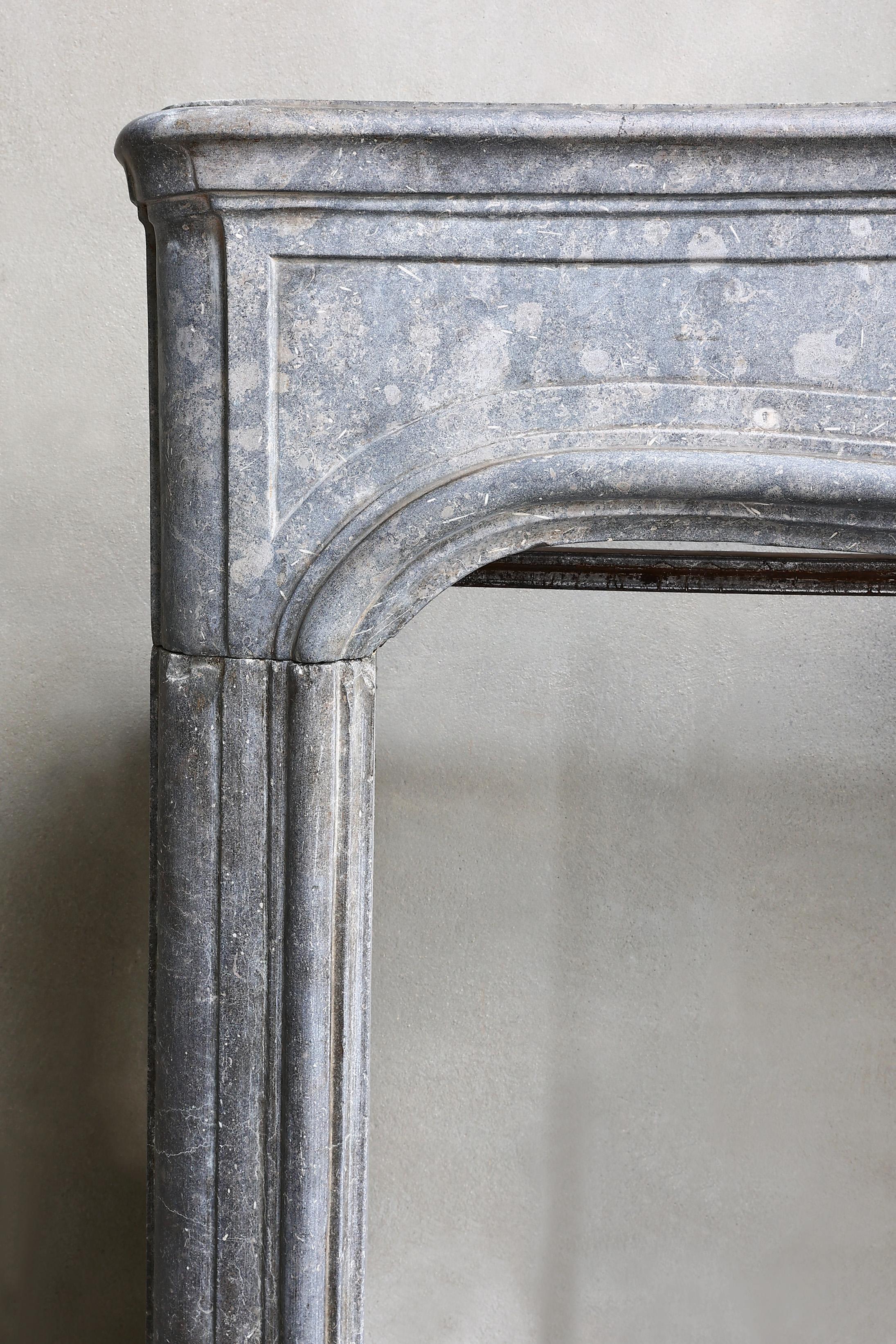 Louis XIV Style Fireplace from the 19th Century of Grey Marble Stone 3