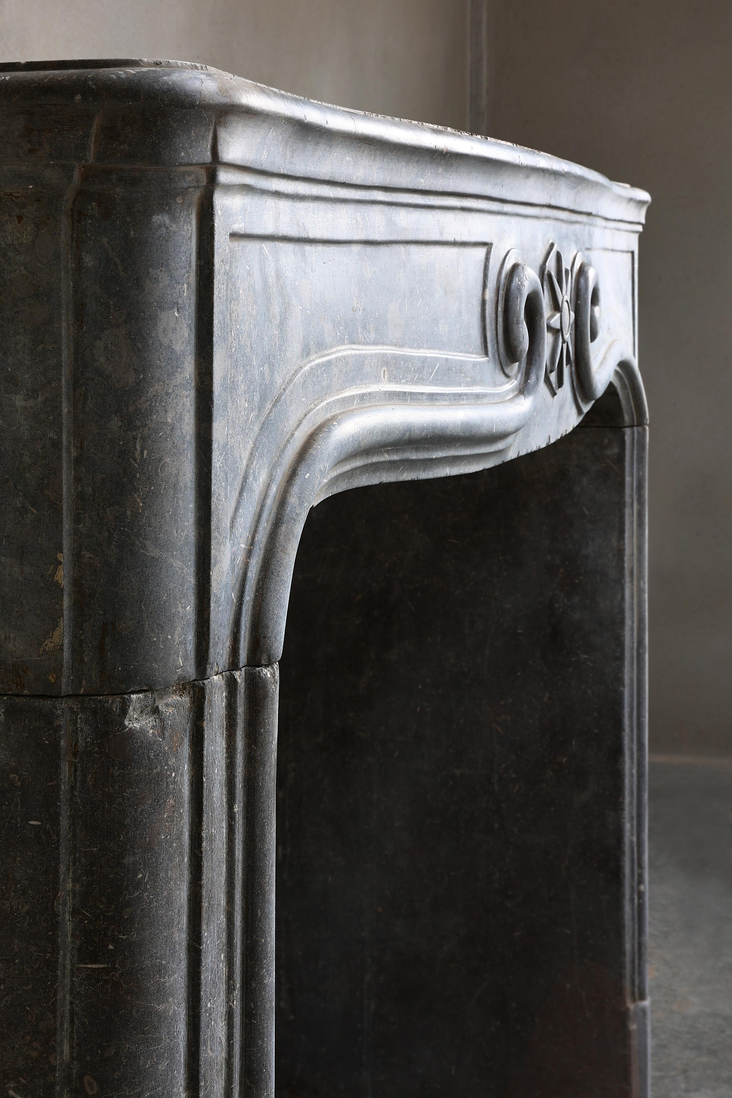 Louis XIV Style Fireplace from the 19th Century of Grey Marble Stone 4