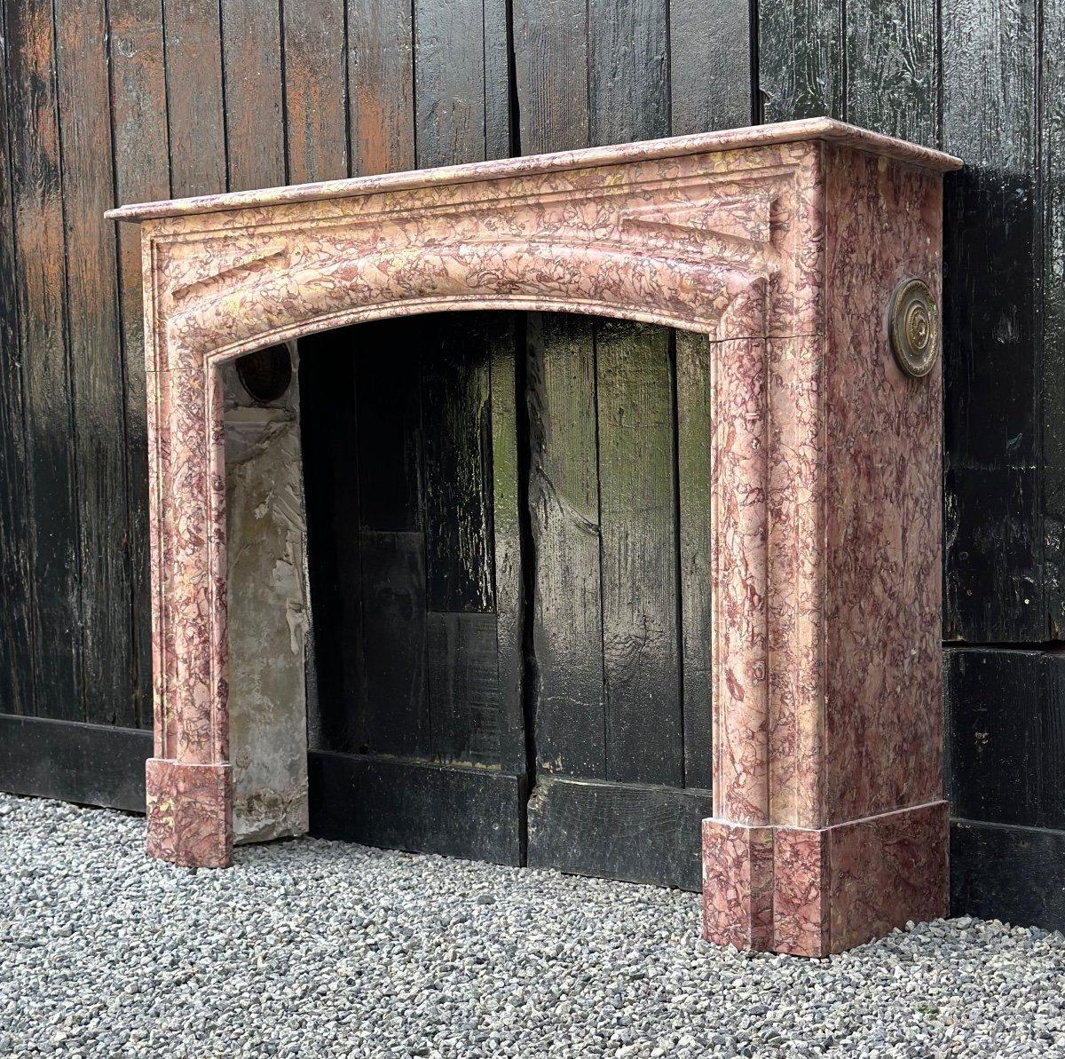 Louis XIV Style Fireplace In Purplish Brocatelle Marble Circa 1880 For Sale 5