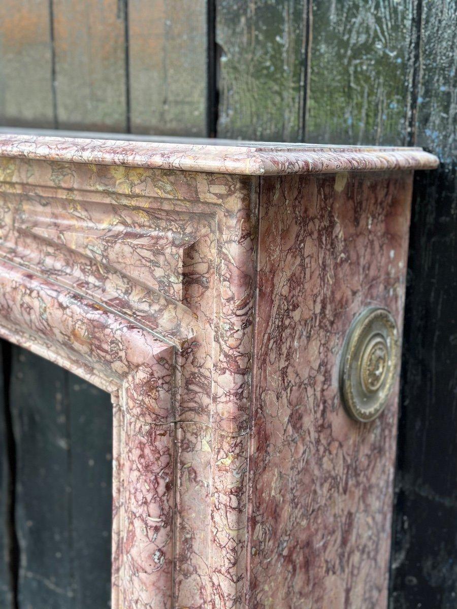 Louis XIV Style Fireplace In Purplish Brocatelle Marble Circa 1880 For Sale 6