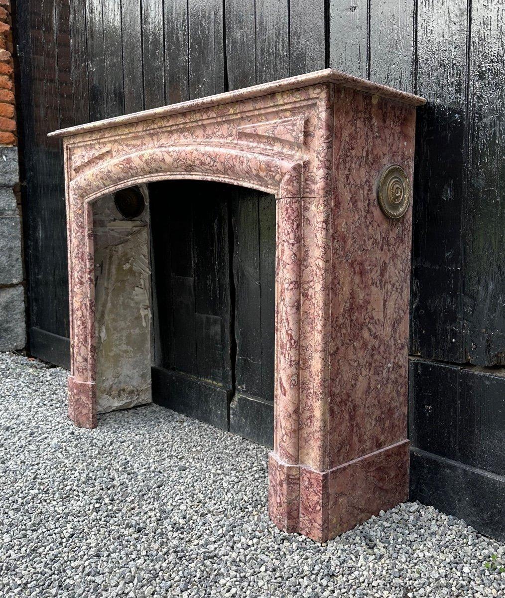 French Louis XIV Style Fireplace In Purplish Brocatelle Marble Circa 1880 For Sale