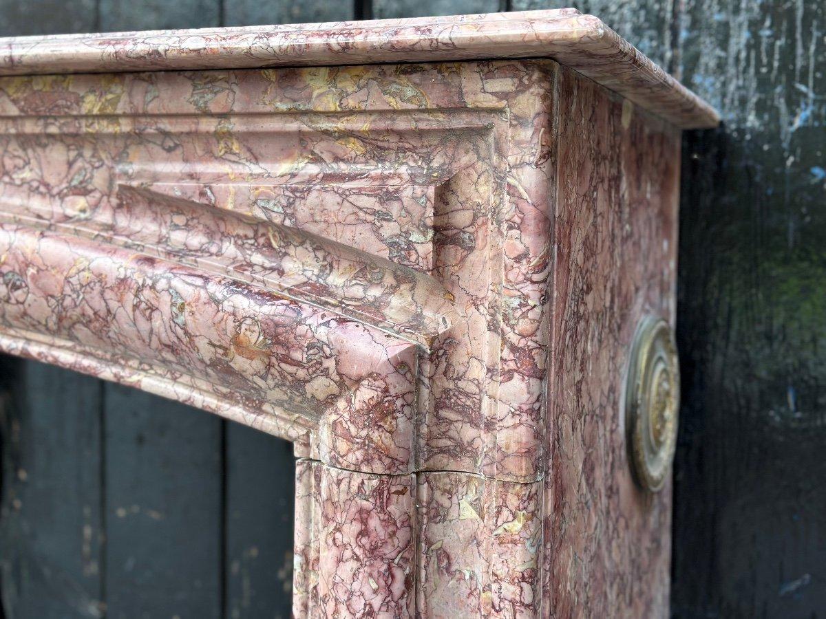 Louis XIV Style Fireplace In Purplish Brocatelle Marble Circa 1880 For Sale 2