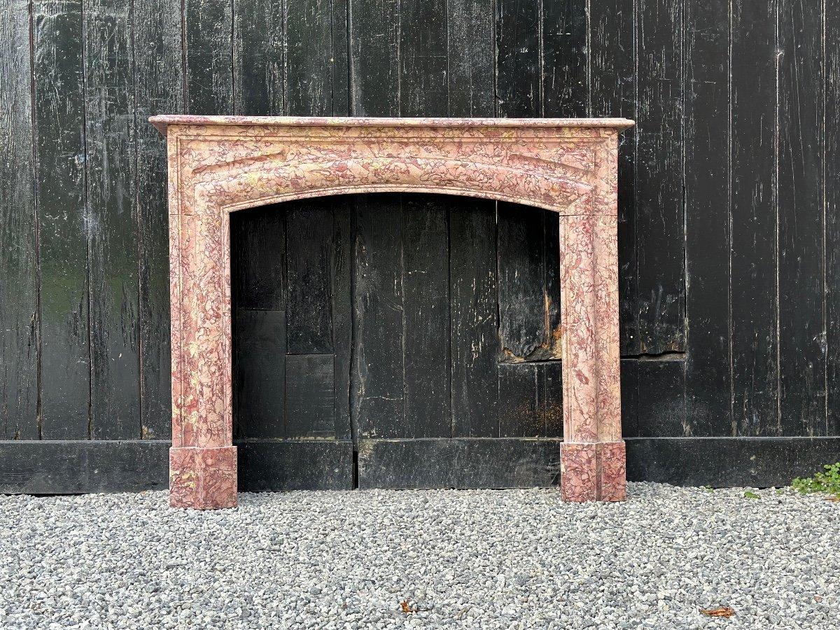 Louis XIV Style Fireplace In Purplish Brocatelle Marble Circa 1880 For Sale 3