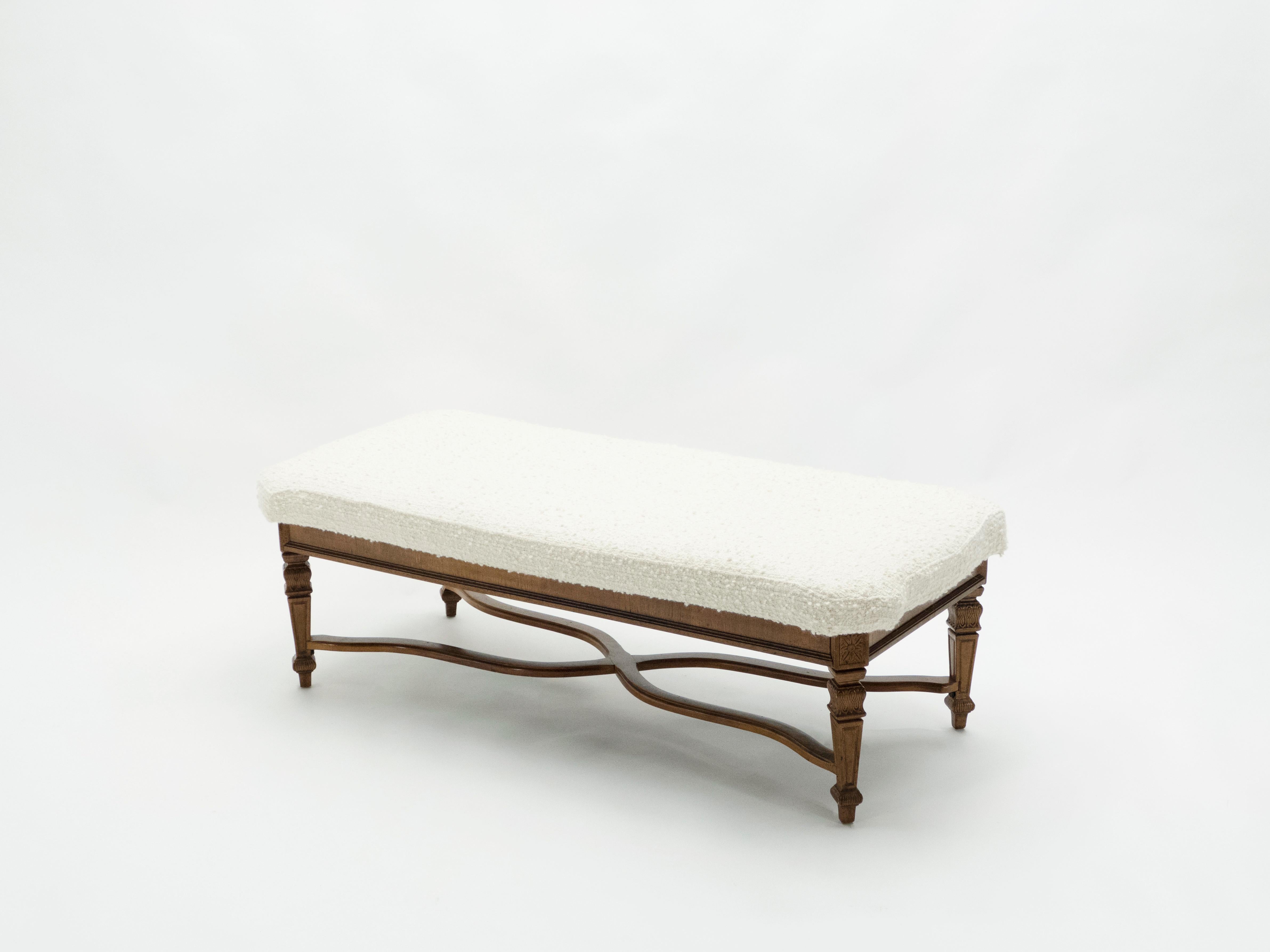 Louis XIV Style French Bench Dark Oak from 1920s 5